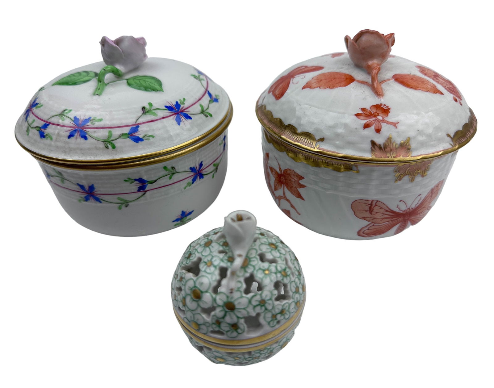 Herend Blue Garland Fortuna Pierced Lidded Box LOT (1 of 12)