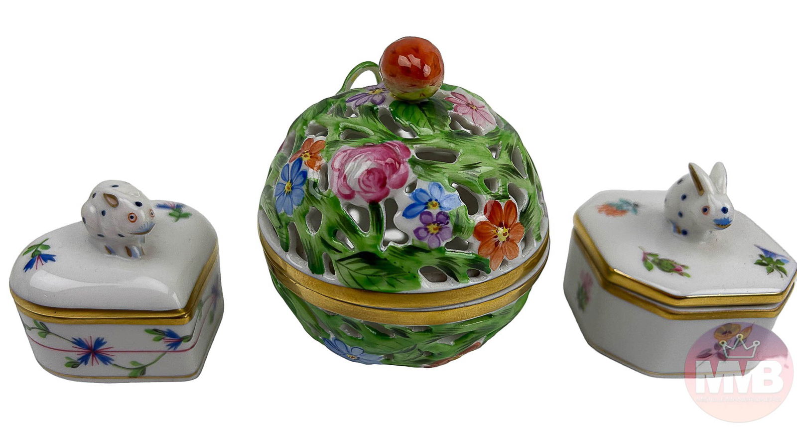 Herend Porcelain Trinket Jewelry Potpourri Box LOT (1 of 5)