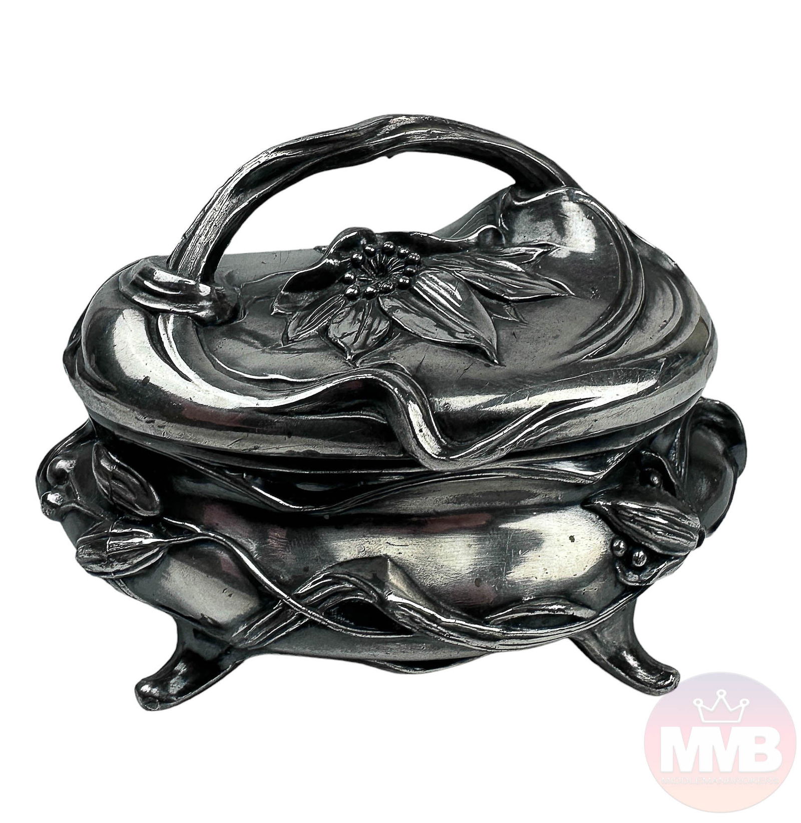 Antique NB Rogers Silver Plate Jewelry Trinket Box (1 of 5)