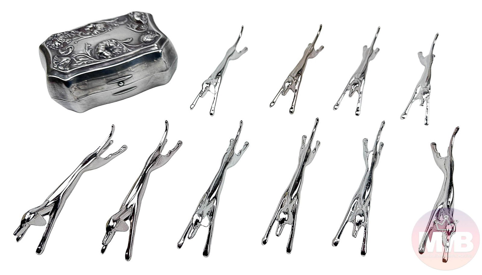 Silver Plate Trinket Box & K9 Dog Spoon Rest LOT (1 of 4)