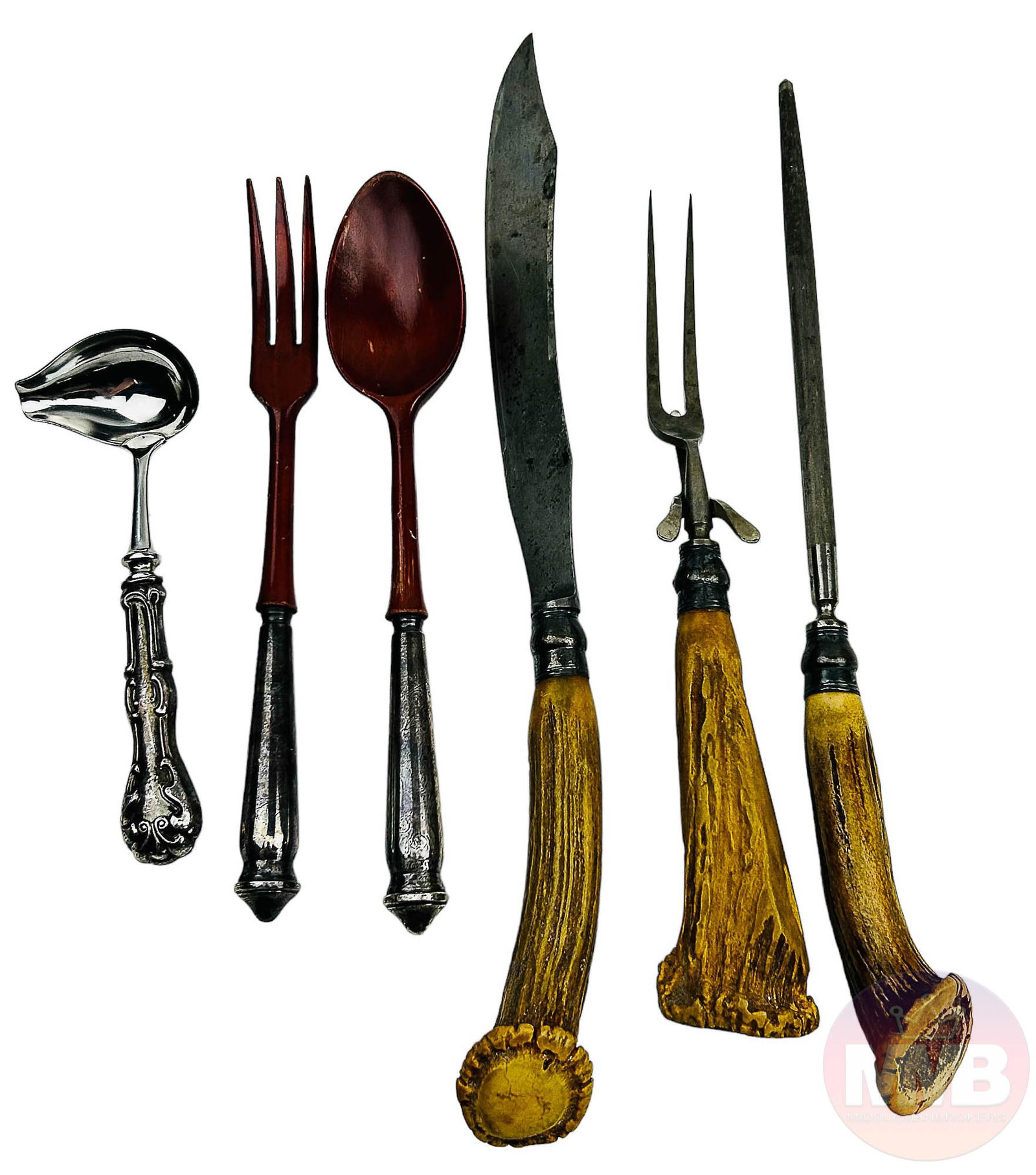 Sterling Silver 925 Deer Antler Handle Cutlery LOT (1 of 6)