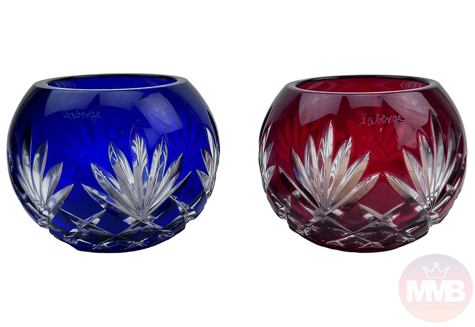 Faberge Odessa Red Blue Votive Candle Holder 2p LOT (1 of 5)
