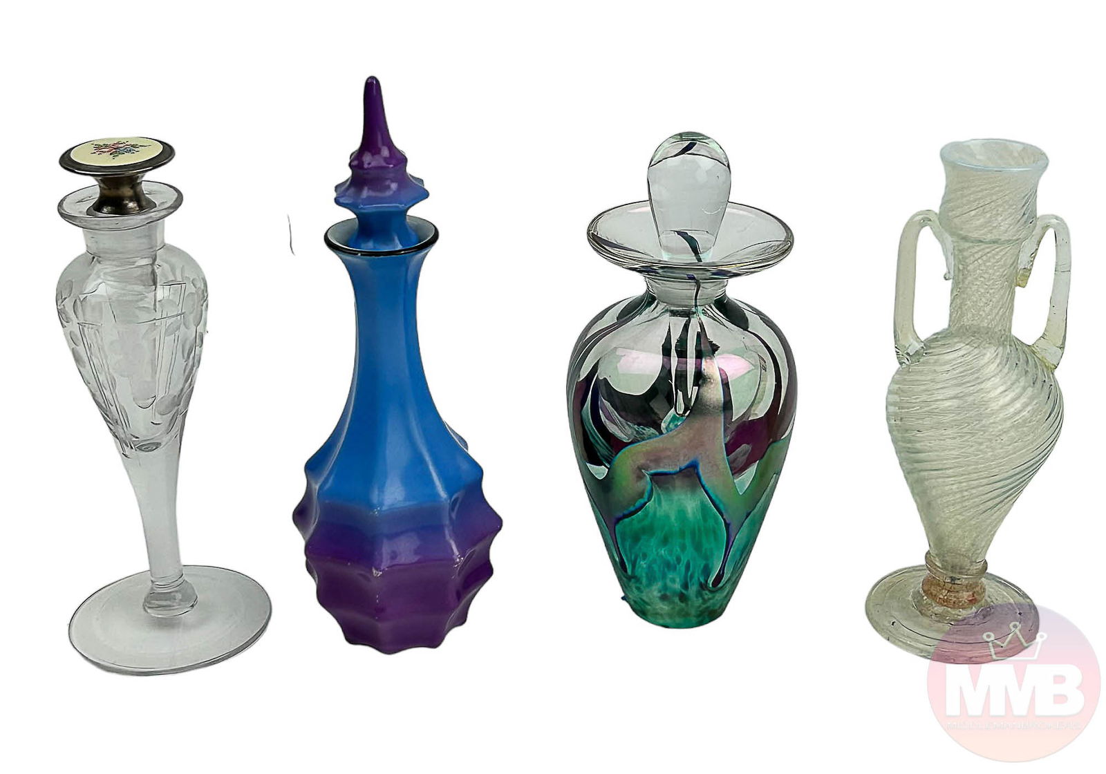 Studio Art Glass Porcelain Perfume Bottle 4pc LOT (1 of 9)