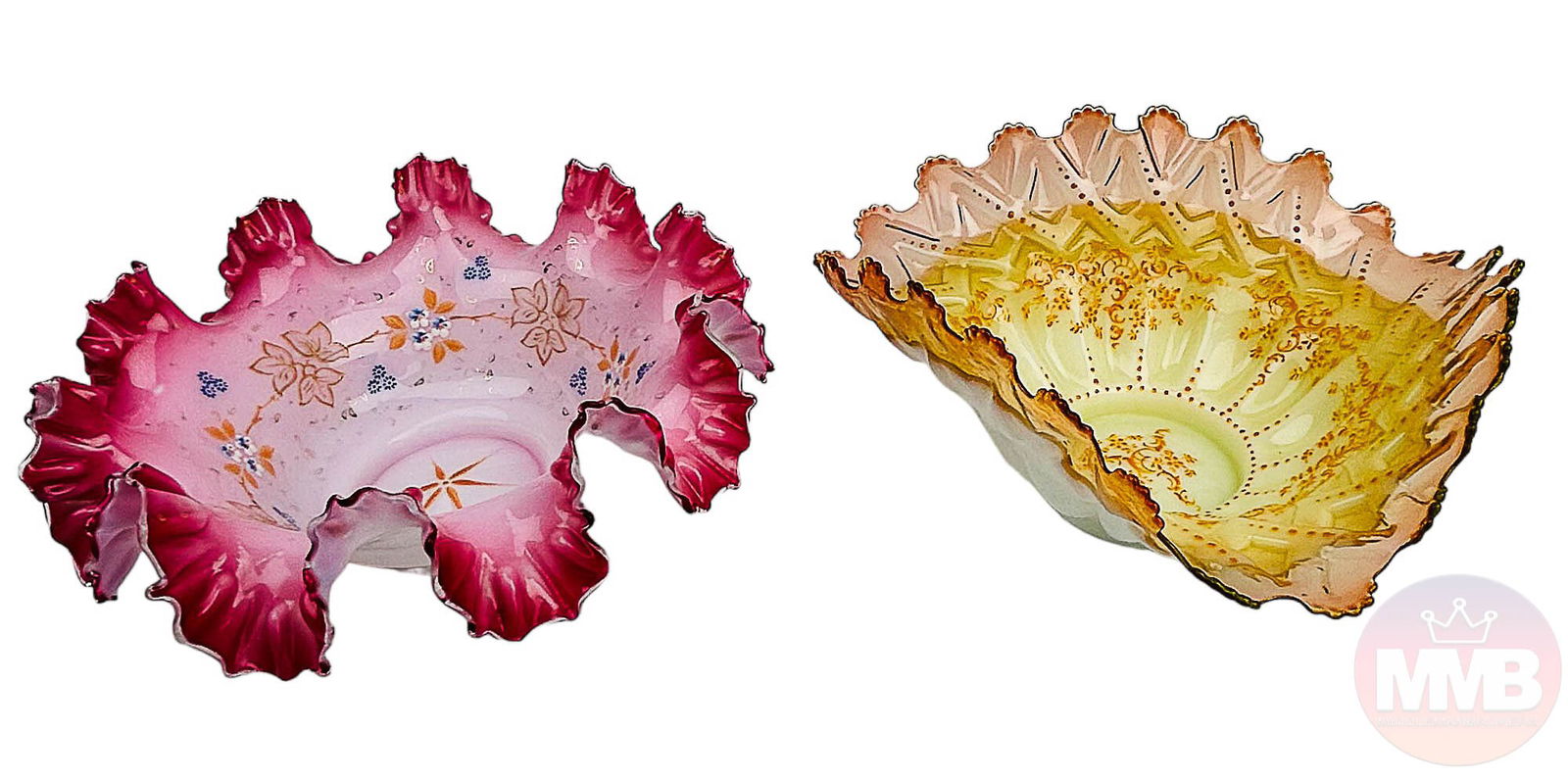 Mt Washington Victorian Art Glass Bride Basket LOT (1 of 7)