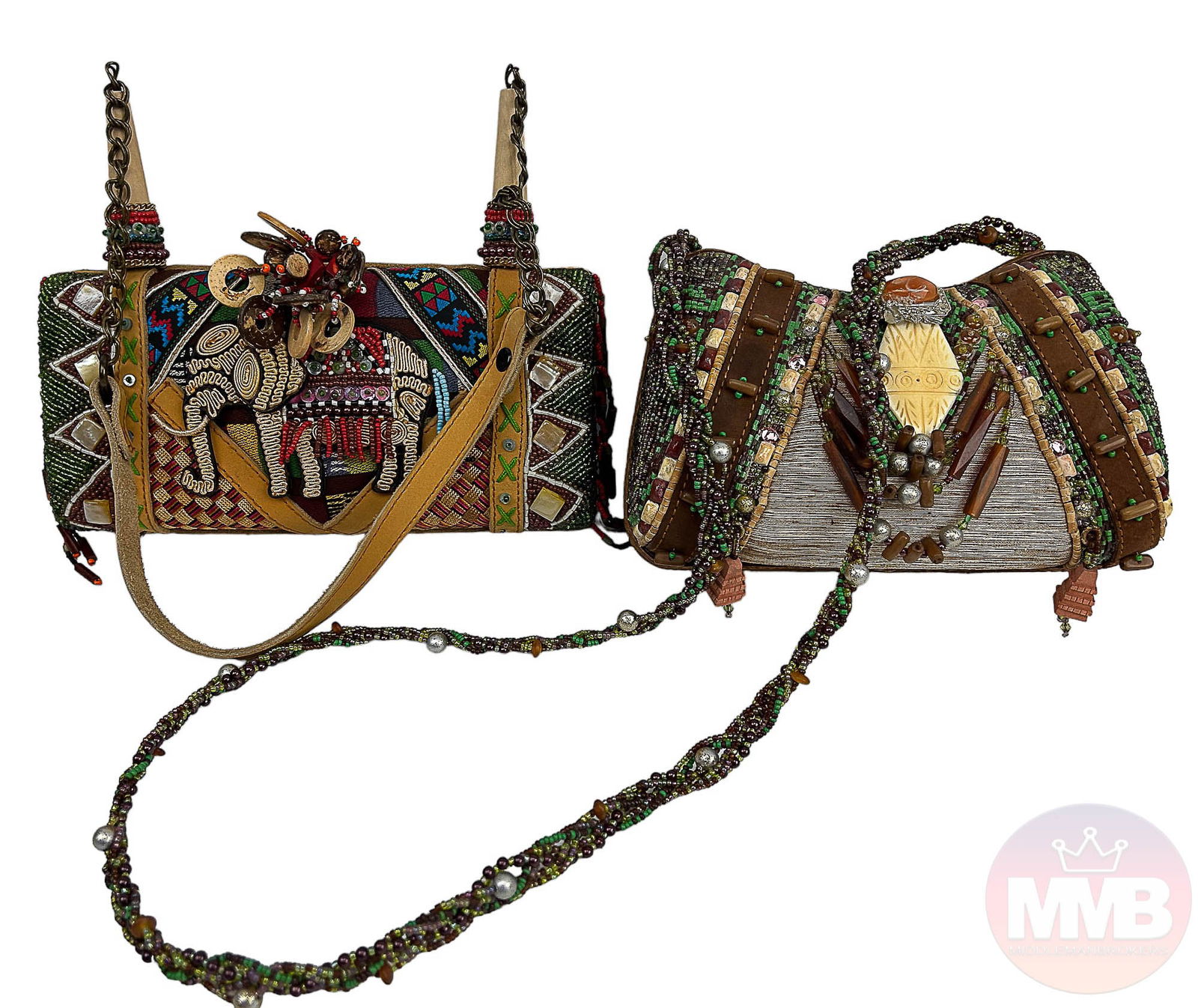 Mary Frances Beaded Leather One of A Kind Bag 2pc (1 of 7)