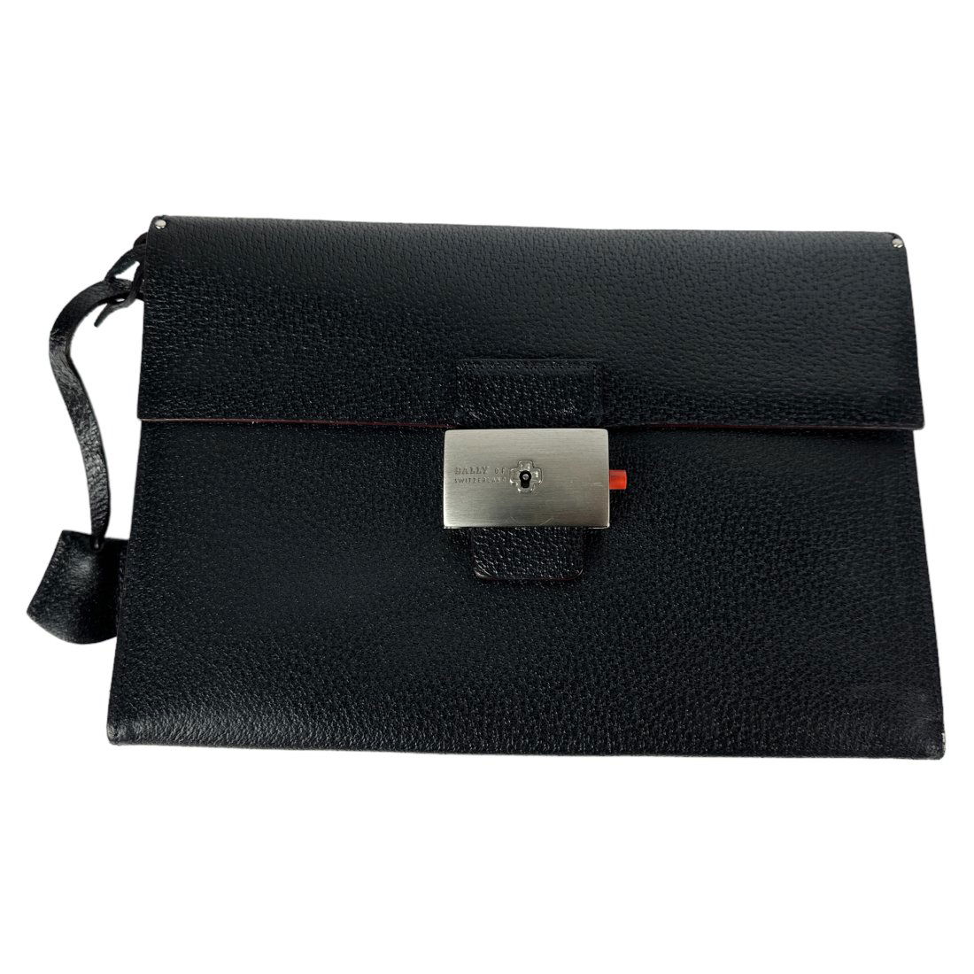 Bally Italian Black Leather Lock & Key Clutch Bag (1 of 5)