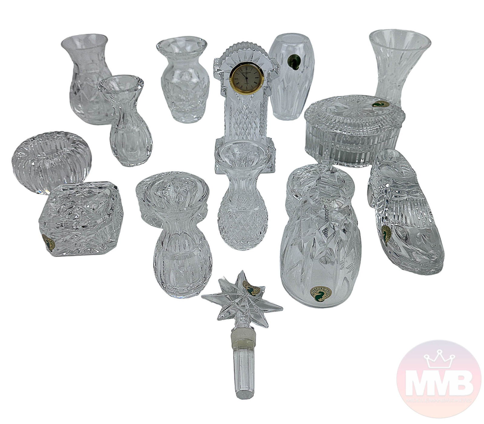 Waterford Crystal box Bud Vase Clock Bell 16pc LOT (1 of 15)