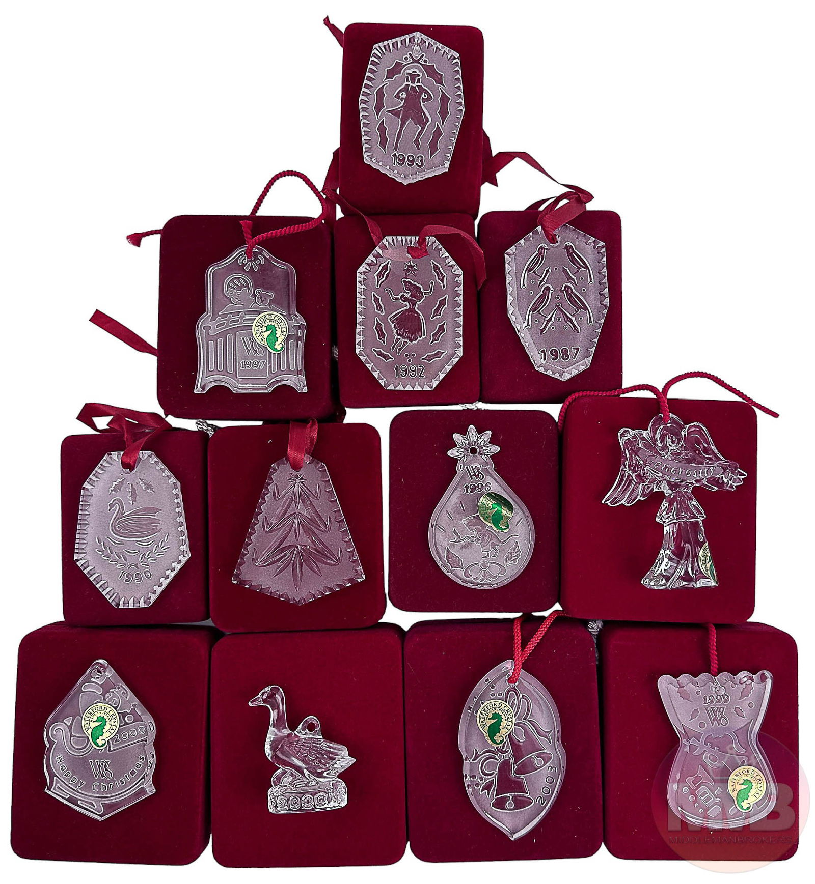 Waterford Crystal Xmas Christmas Tree Ornament LOT (1 of 13)