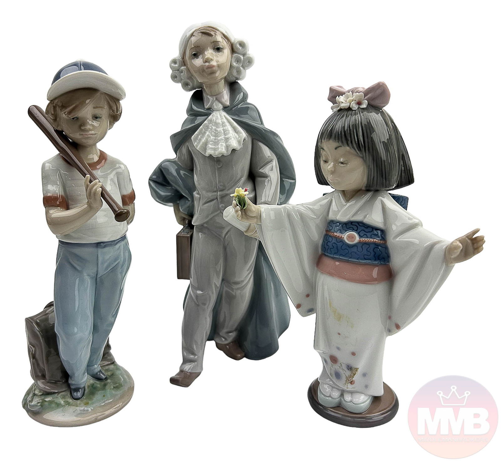 Lladro Spain Boy & Girl Porcelain Figurine 3pc LOT (1 of 7)