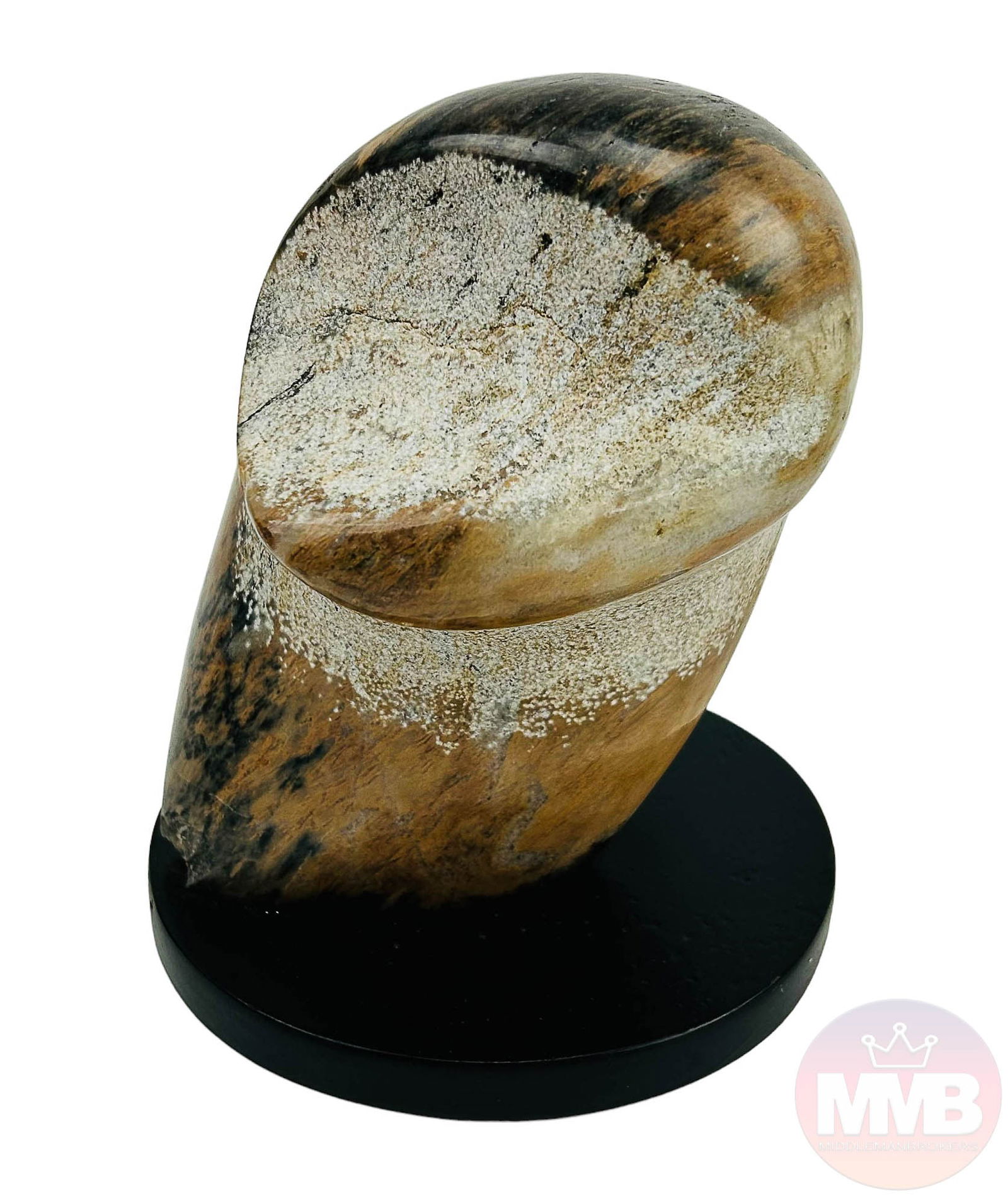 Carved Marble Abstract Stone Sculpture Iron Base (1 of 6)