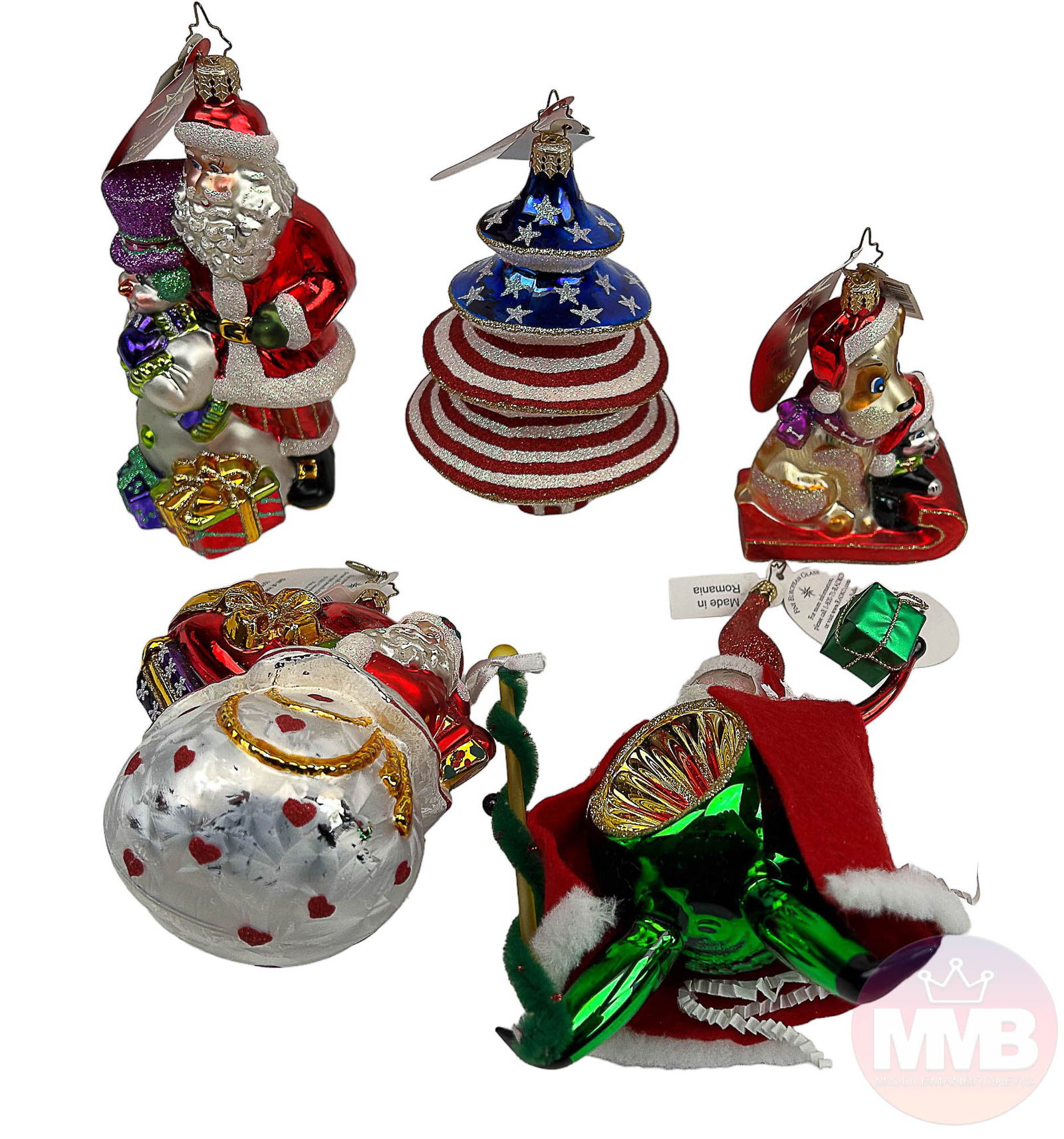 Christopher Radko Christmas Glass Ornament 5pc LOT (1 of 7)