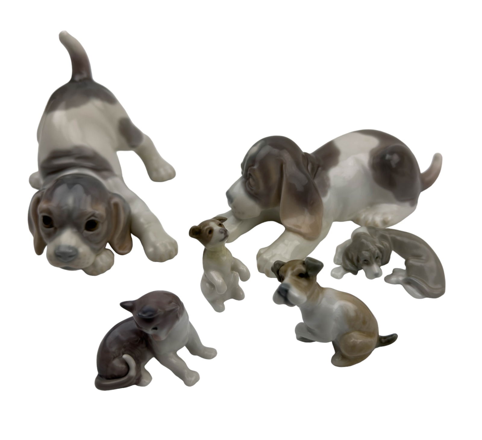 Lladro Porcelain Puppy K9 Dog Cat Figurine 6pc LOT (1 of 13)