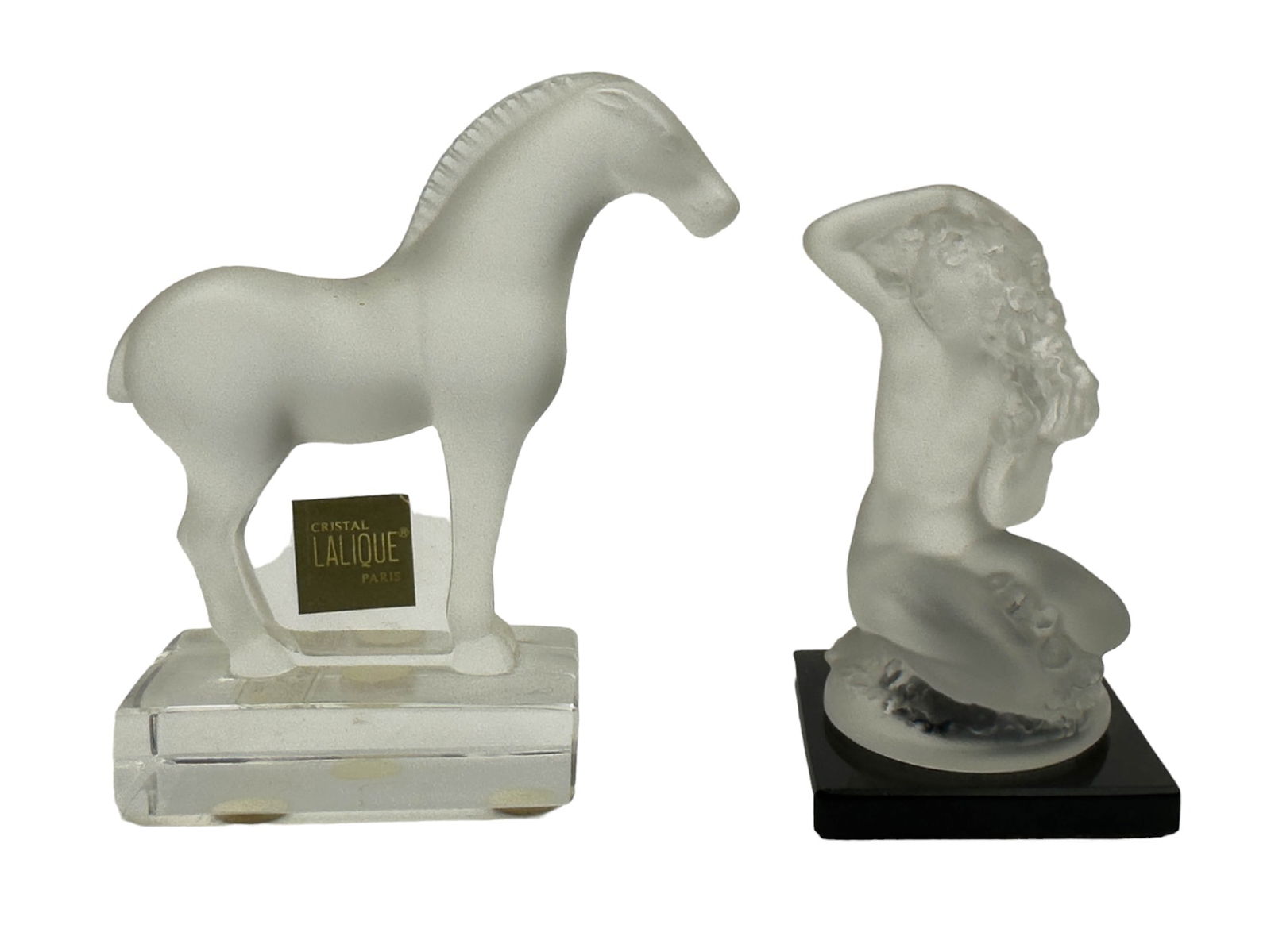 Lalique Crystal Tang Horse & Floreal Nude Figurine Auction