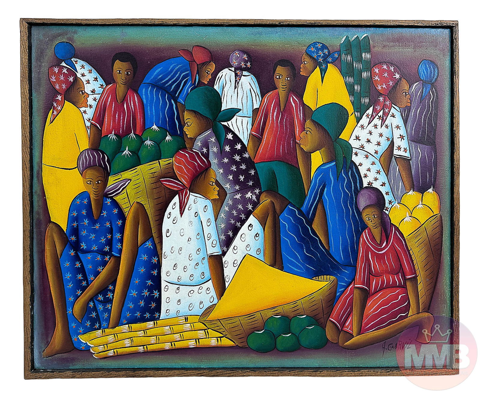 Andre Guervil Haitian Figural Marketplace Painting (1 of 4)