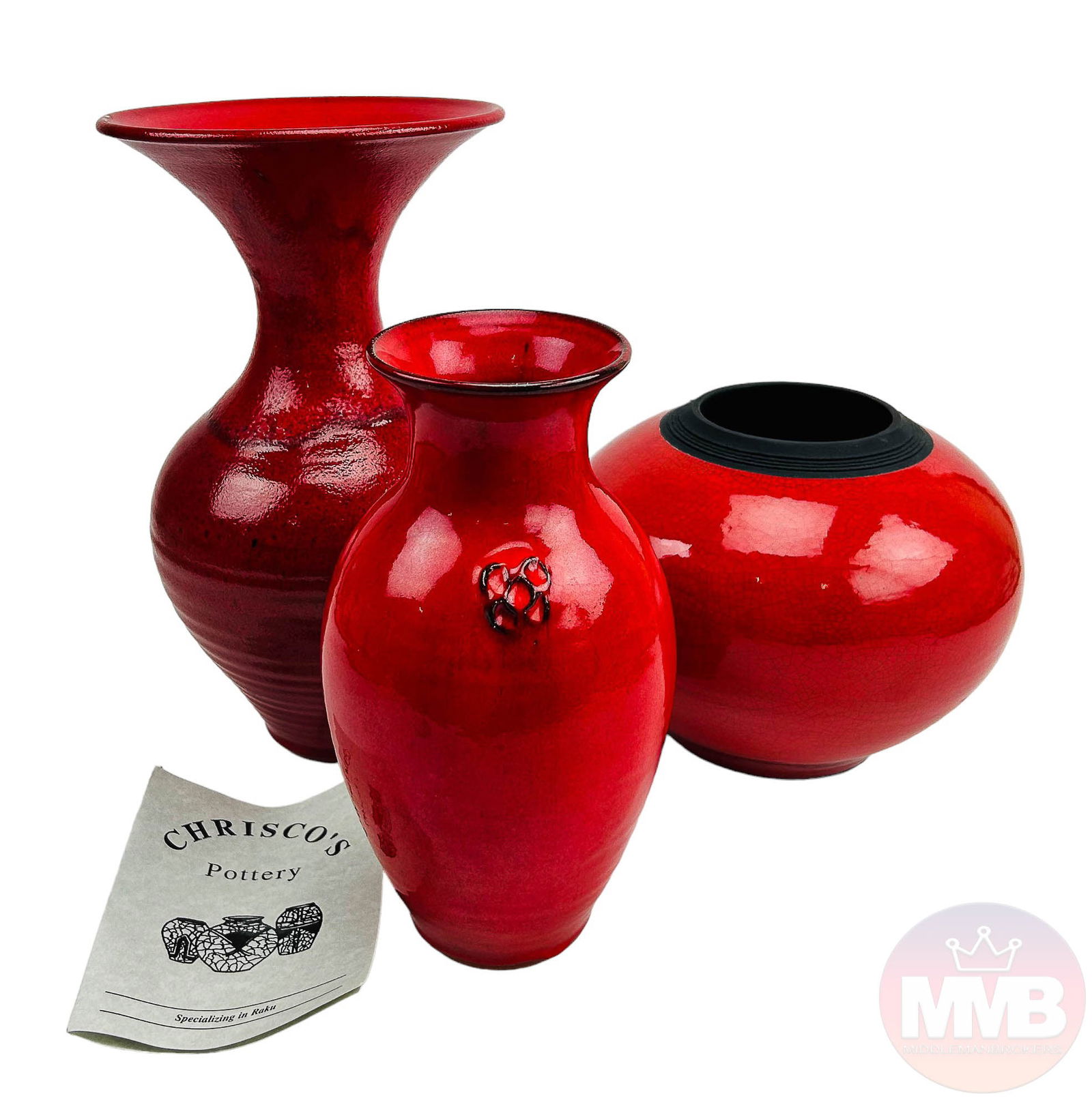 Chrisco, Owens & Latham Red Studio Pottery Vases (1 of 6)