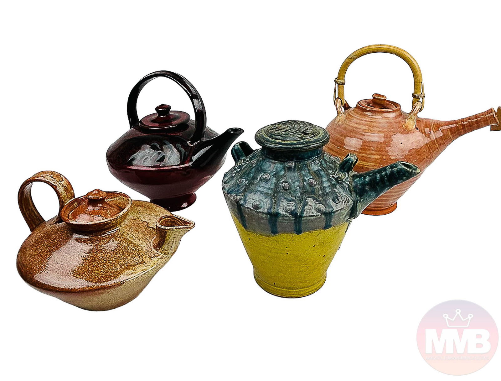 Studio Ceramic Art Pottery Teapot 4pc LOT SIGNED (1 of 12)