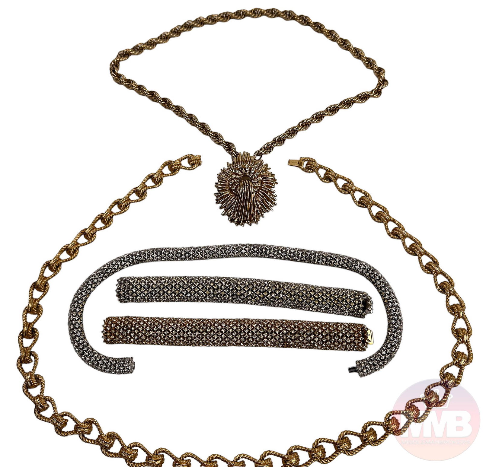 Ciner Rhinestone Bracelet Pendant Necklace 5pc LOT (1 of 8)