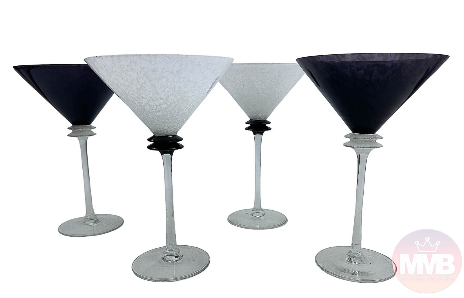 Modernist Barware Martini Glass Goblet 4pc SIGNED (1 of 8)