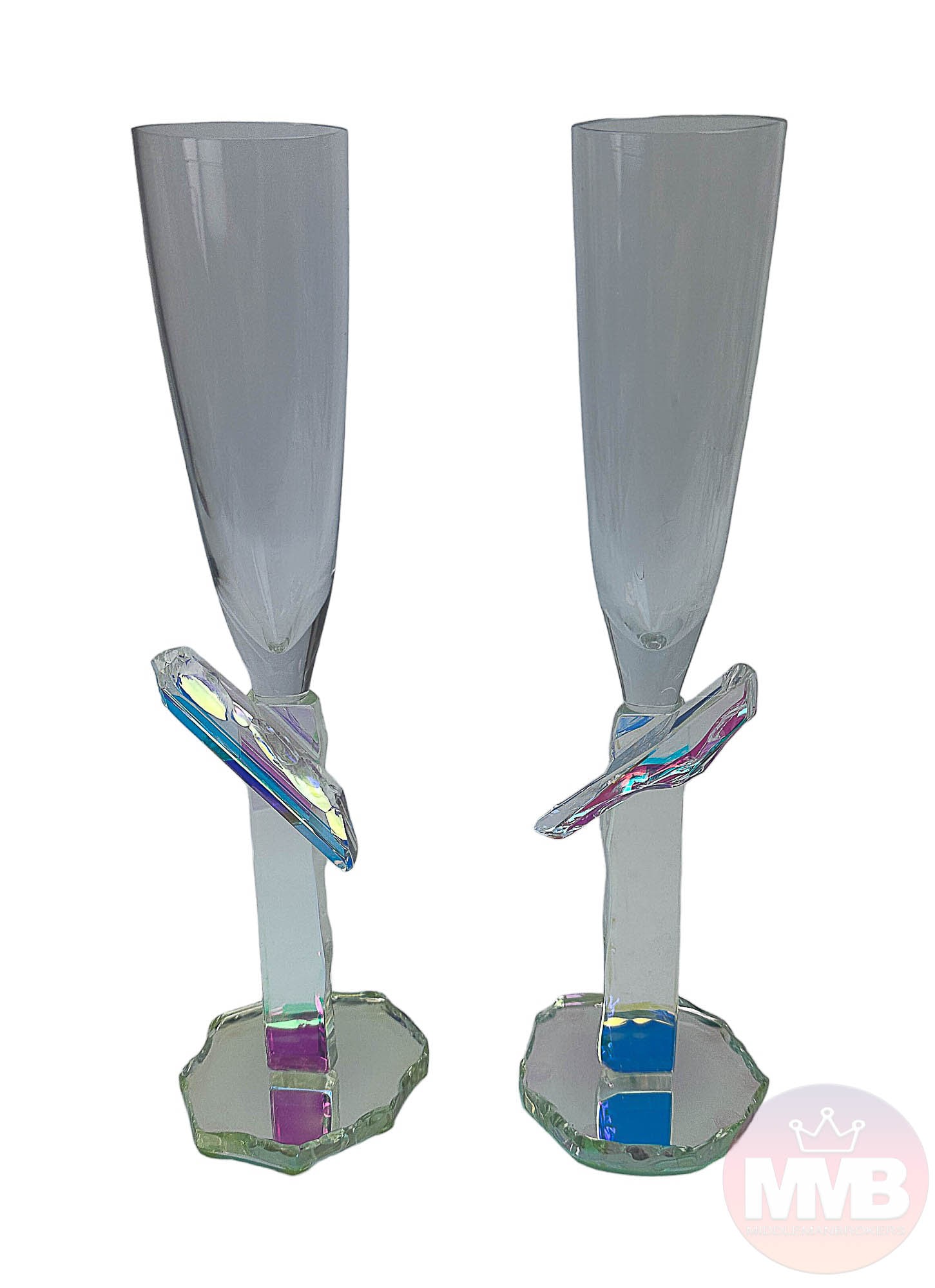 Steven Maslach Dichroic Champagne Goblets 2pc SET (1 of 7)