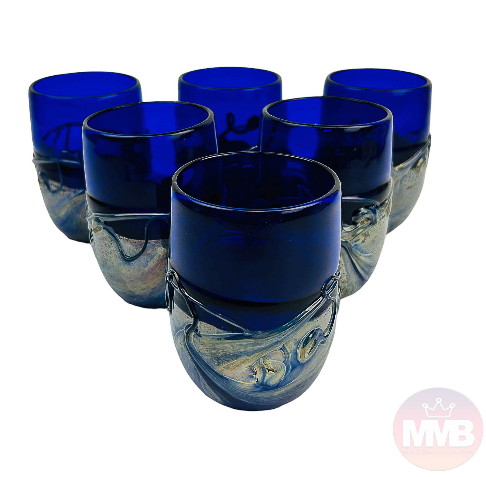 Frederick Warren Art Glass Tumbler 6pc LOT SIGNED (1 of 6)