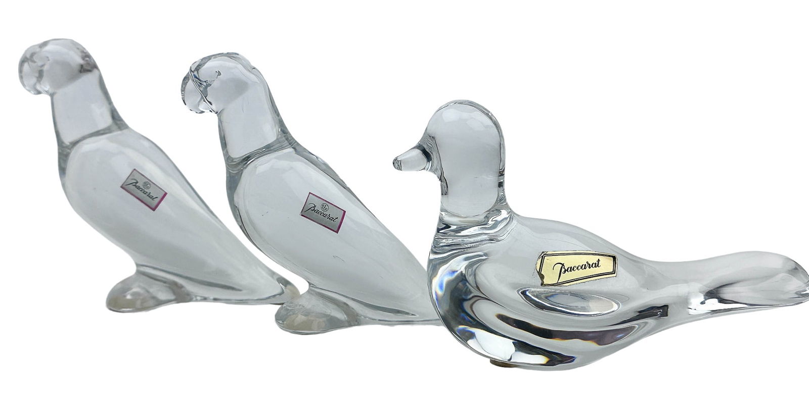 Baccarat Crystal Dove Parrot Bird Sculpture 3p LOT (1 of 9)