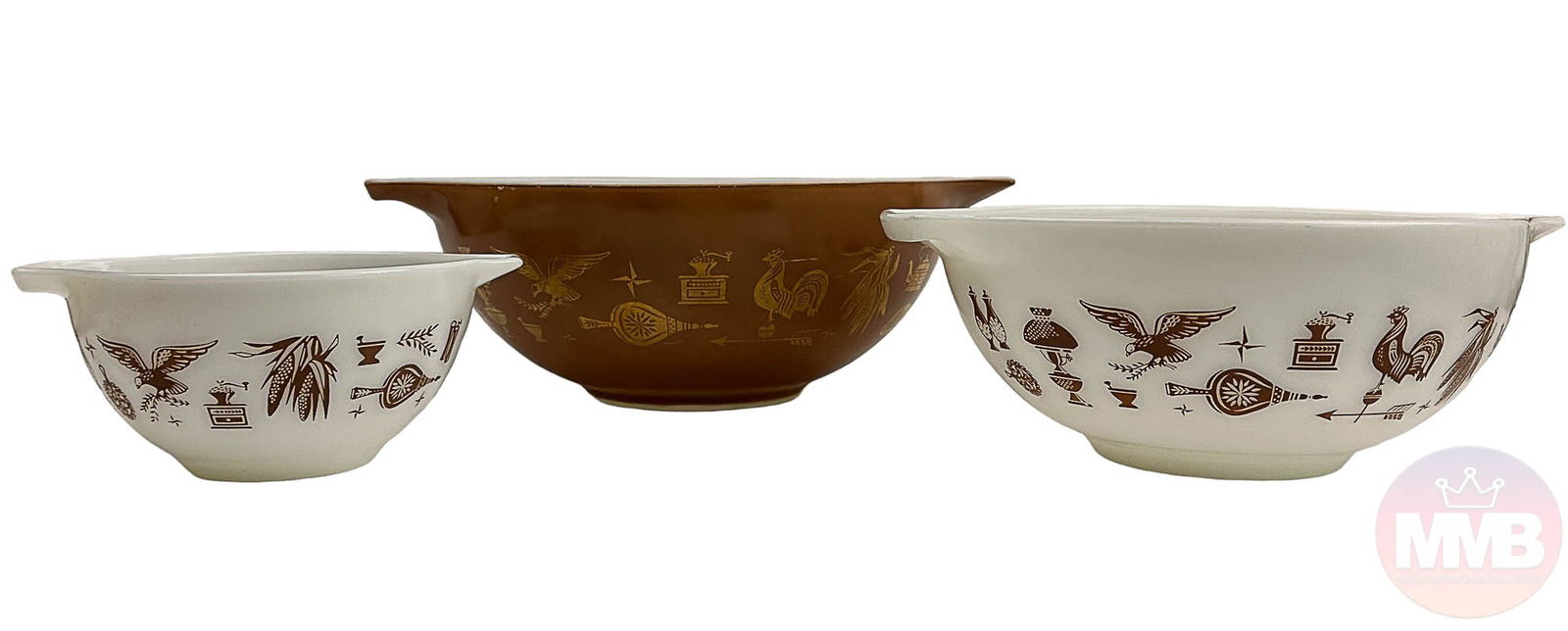 Pyrex Early American Cinderella Mixing Bowl 3p LOT (1 of 8)