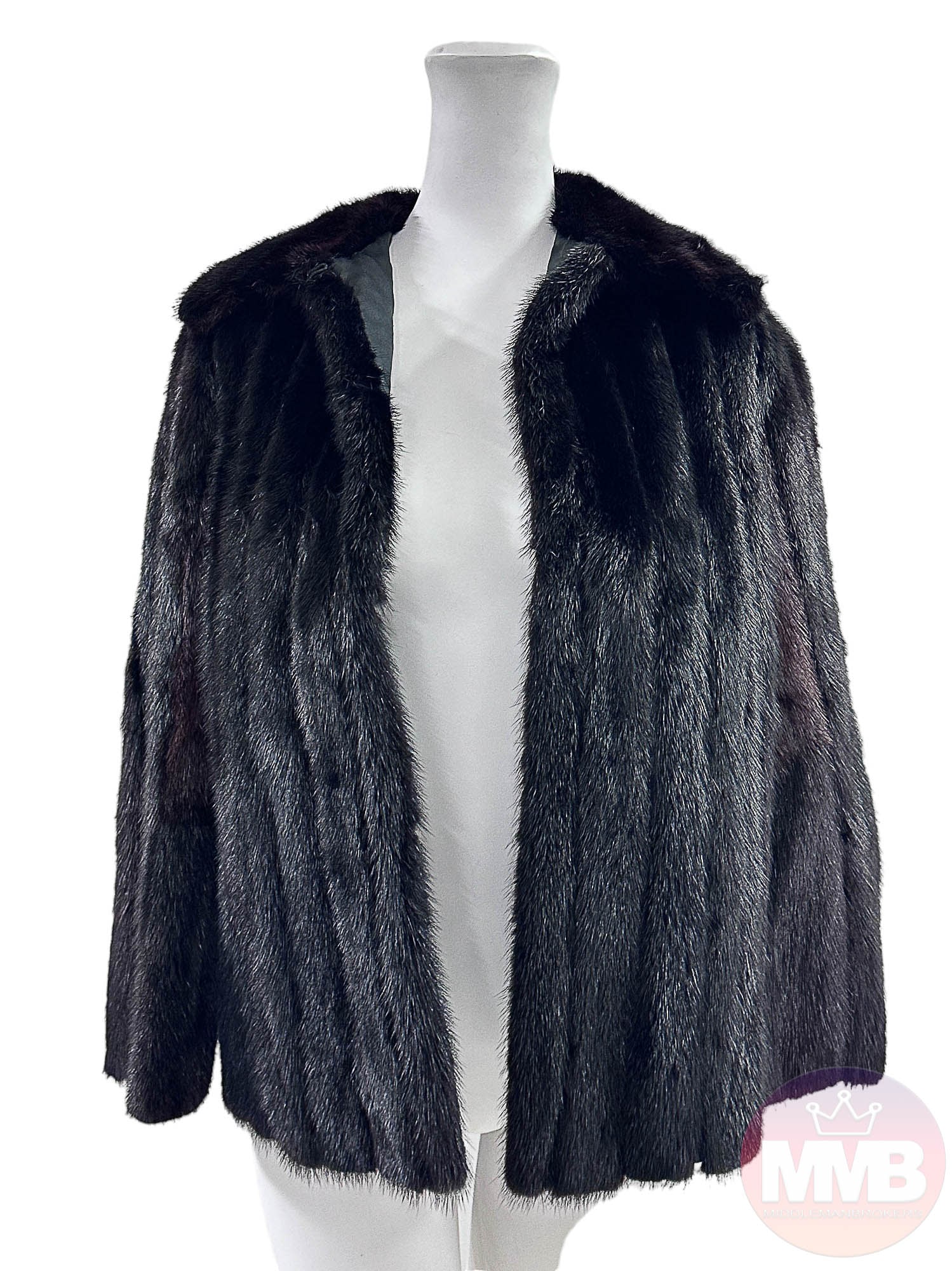Dark Brown Mink Ladys Long Sleeve Fur Coat Jacket (1 of 6)