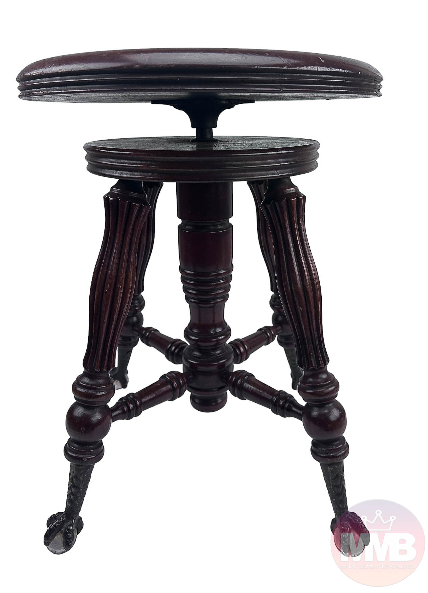 Antique Victorian Wood Piano Stool Ball Claw Feet (1 of 7)