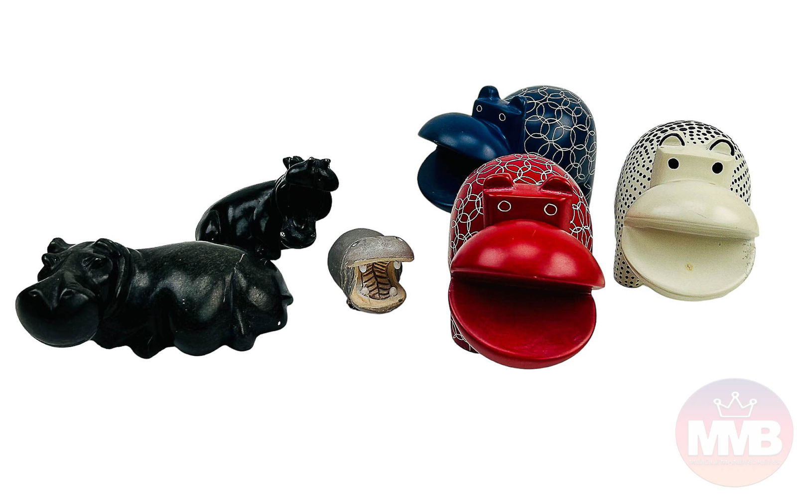 Carved Soapstone African Hippo Sculpture 6pc LOT (1 of 8)