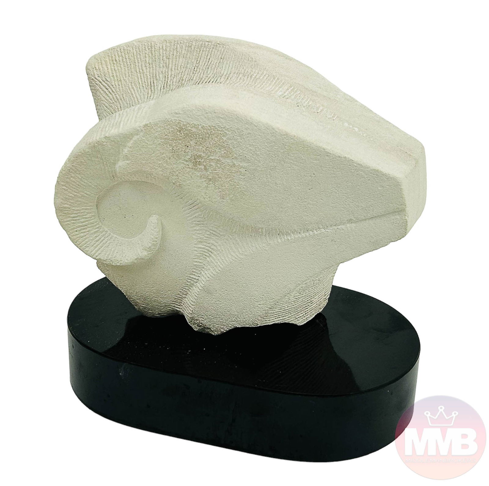 Modernist Carved Limestone Ram Head Sculpture (1 of 3)