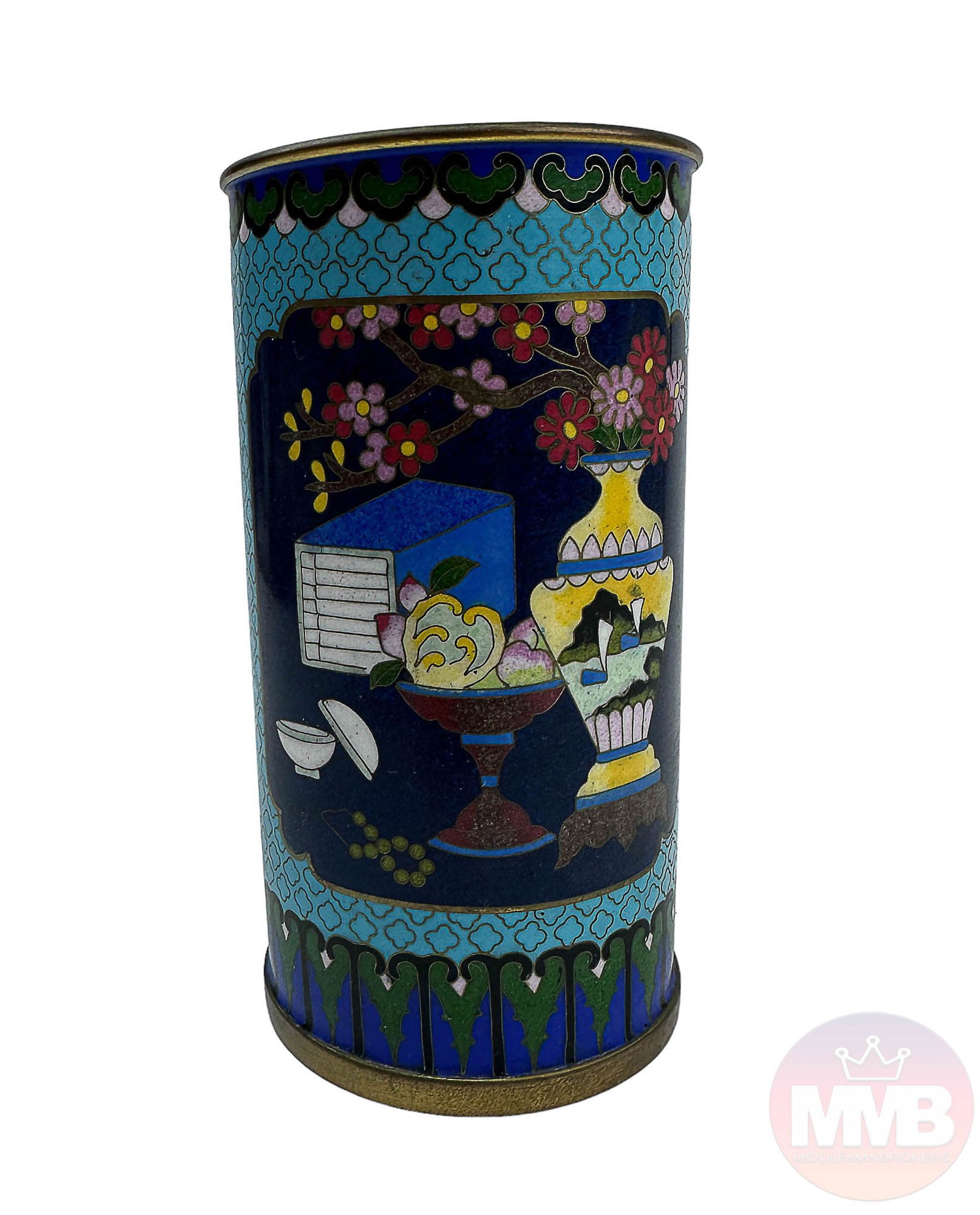 Chinese Cloisonne Enamel Floral Scholars Brush Pot (1 of 5)