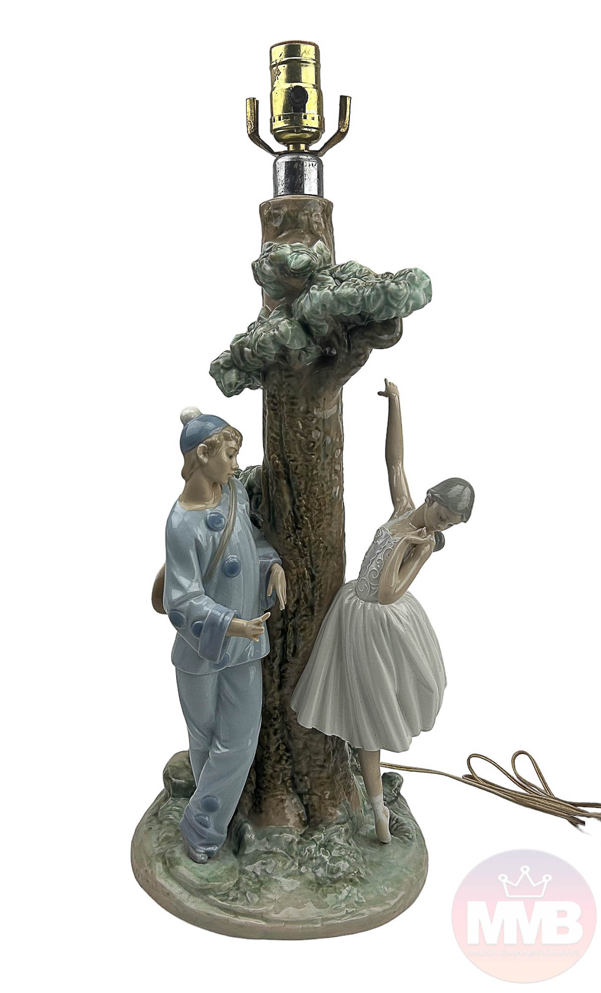 Lladro Ballet Theme #5241 Pierrot & Ballerina Lamp (1 of 7)