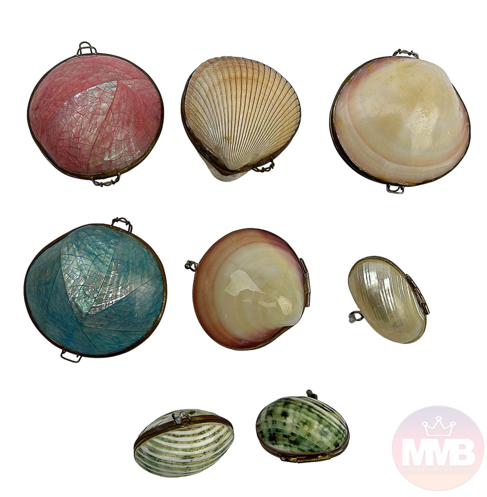 Pearlescent Iridescent MOP Shell Trinket Box LOT (1 of 3)