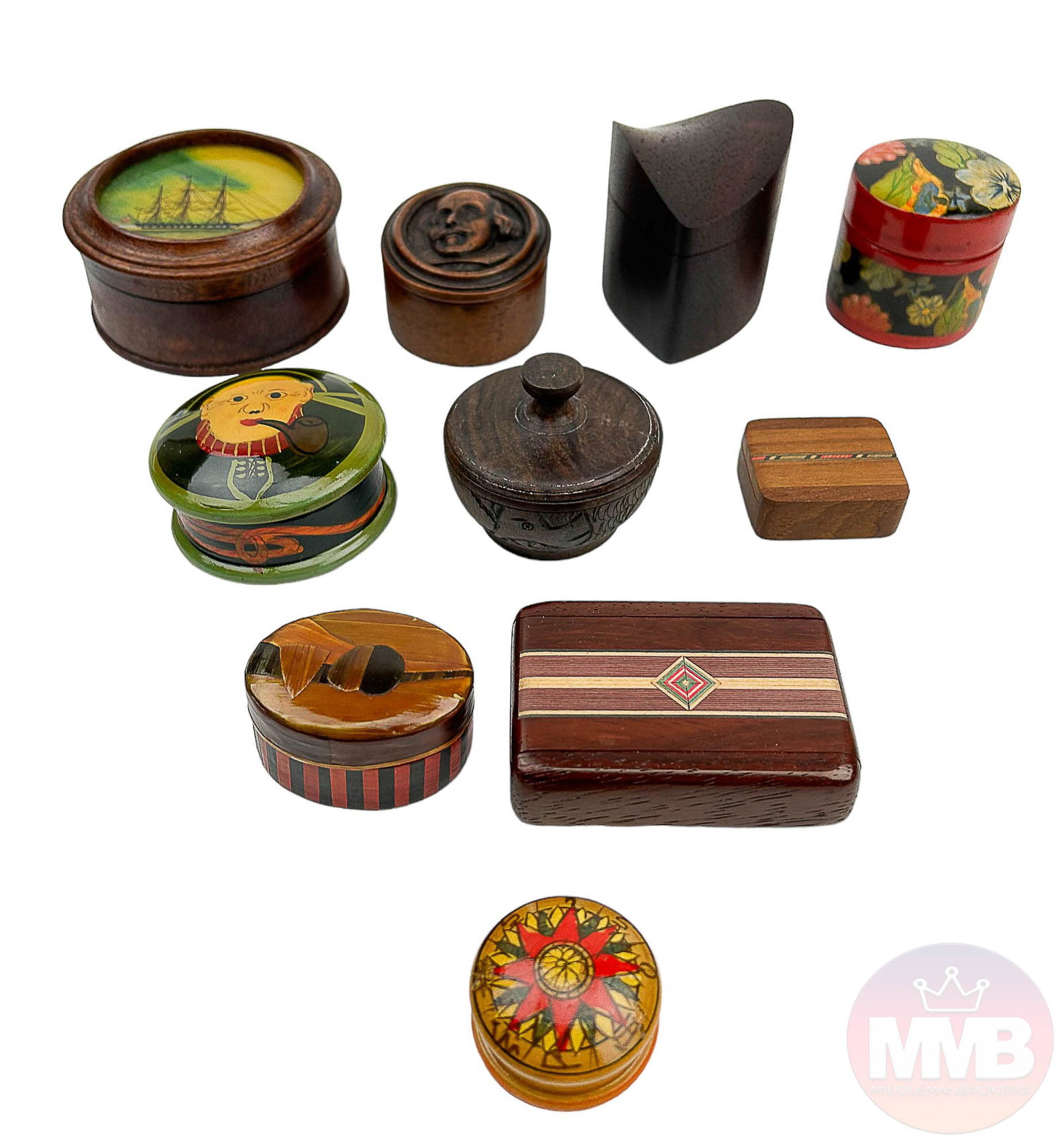 Carved Painted & Lacquered Jewelry Trinket Box LOT (1 of 10)