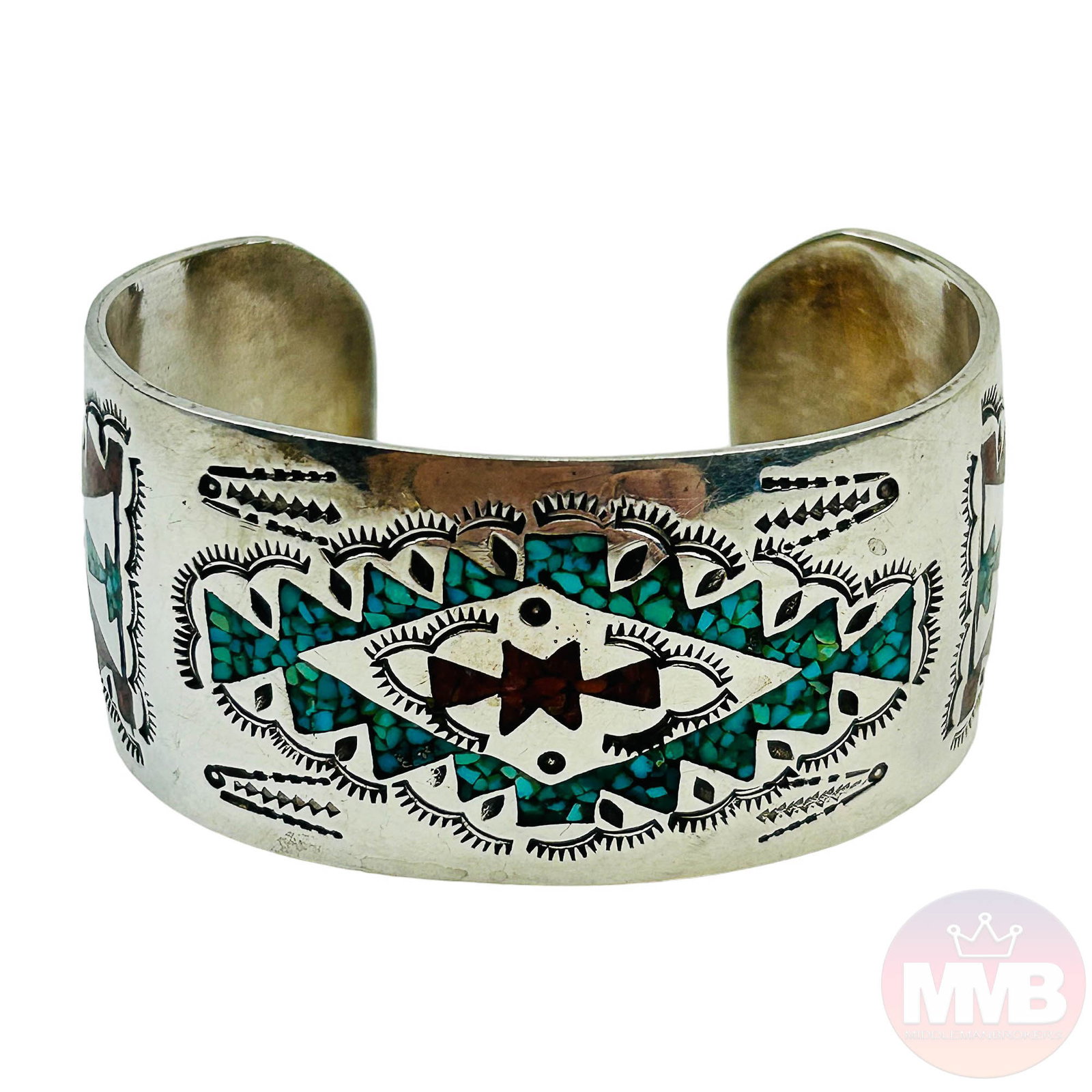 Hyson Craig Navajo Silver & Stone Overlay Bracelet (1 of 4)