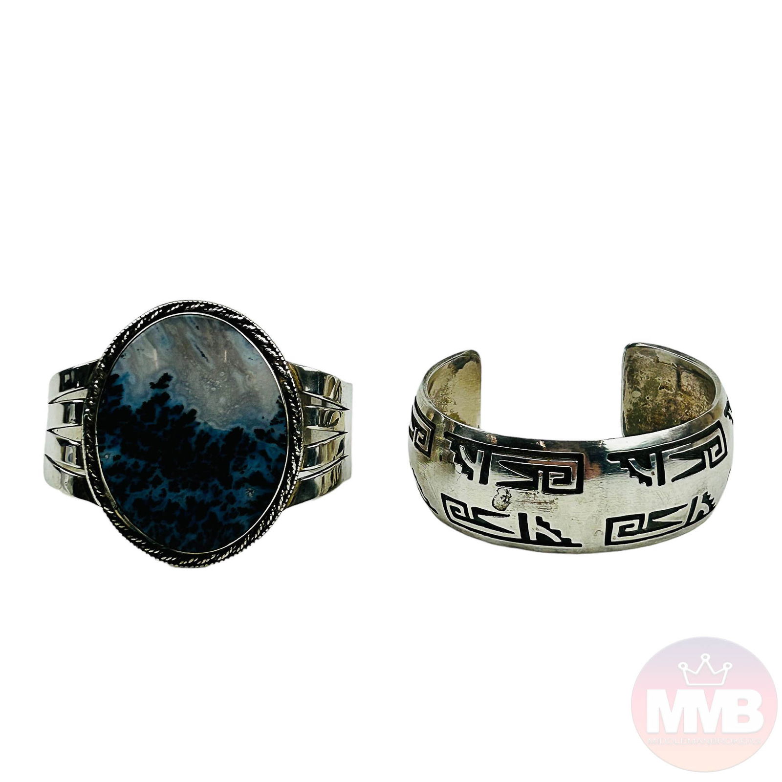 Native American Sterling Silver Cuff Bracelets 2pc (1 of 7)