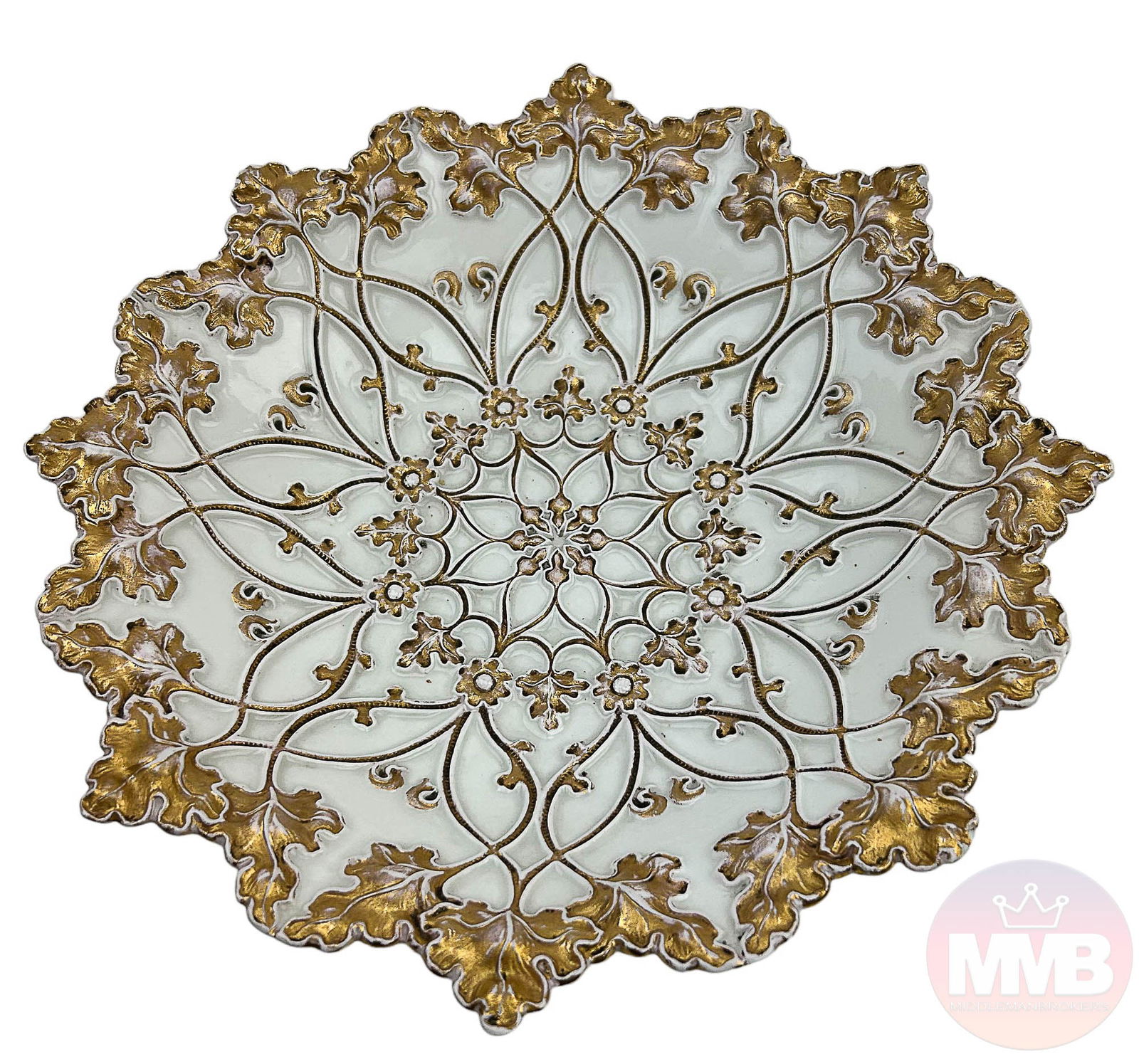 Meissen Gold Gilt & Floral Porcelain Serving Bowl (1 of 6)