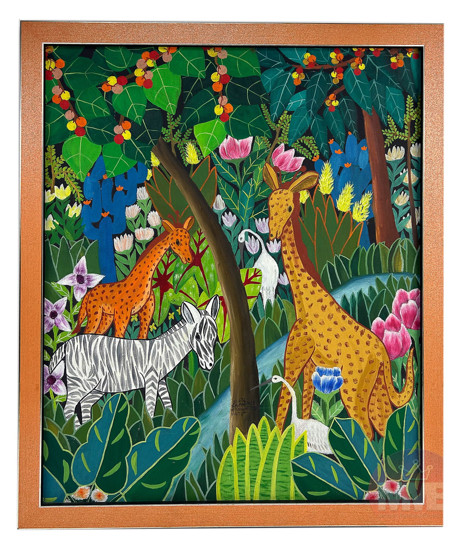 AM Maurice 20C Haitian Folk Art Landscape Painting (1 of 3)