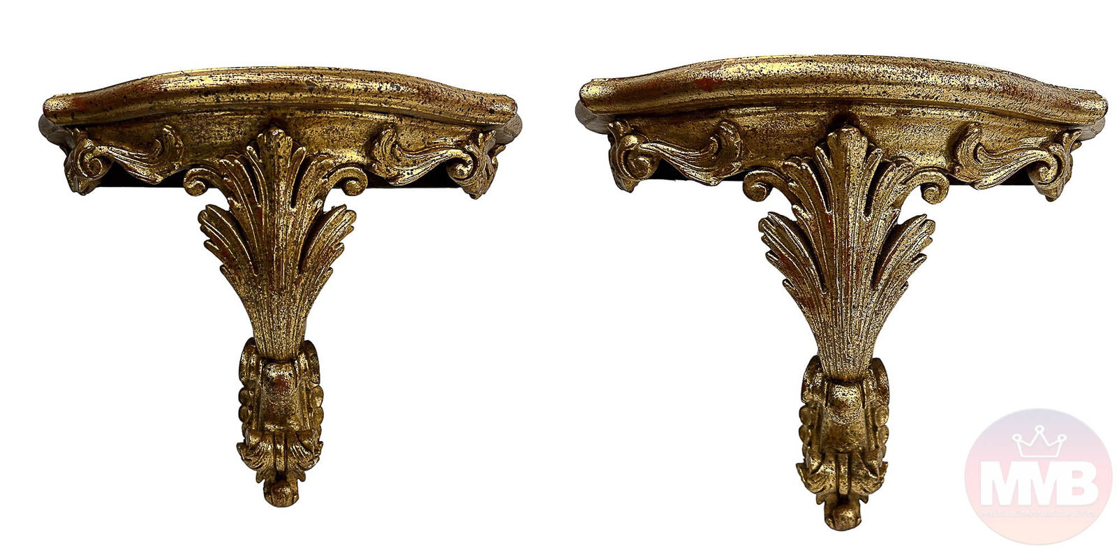 Florentine Gilt Italian Toleware Wood Shelf PR 14" (1 of 10)