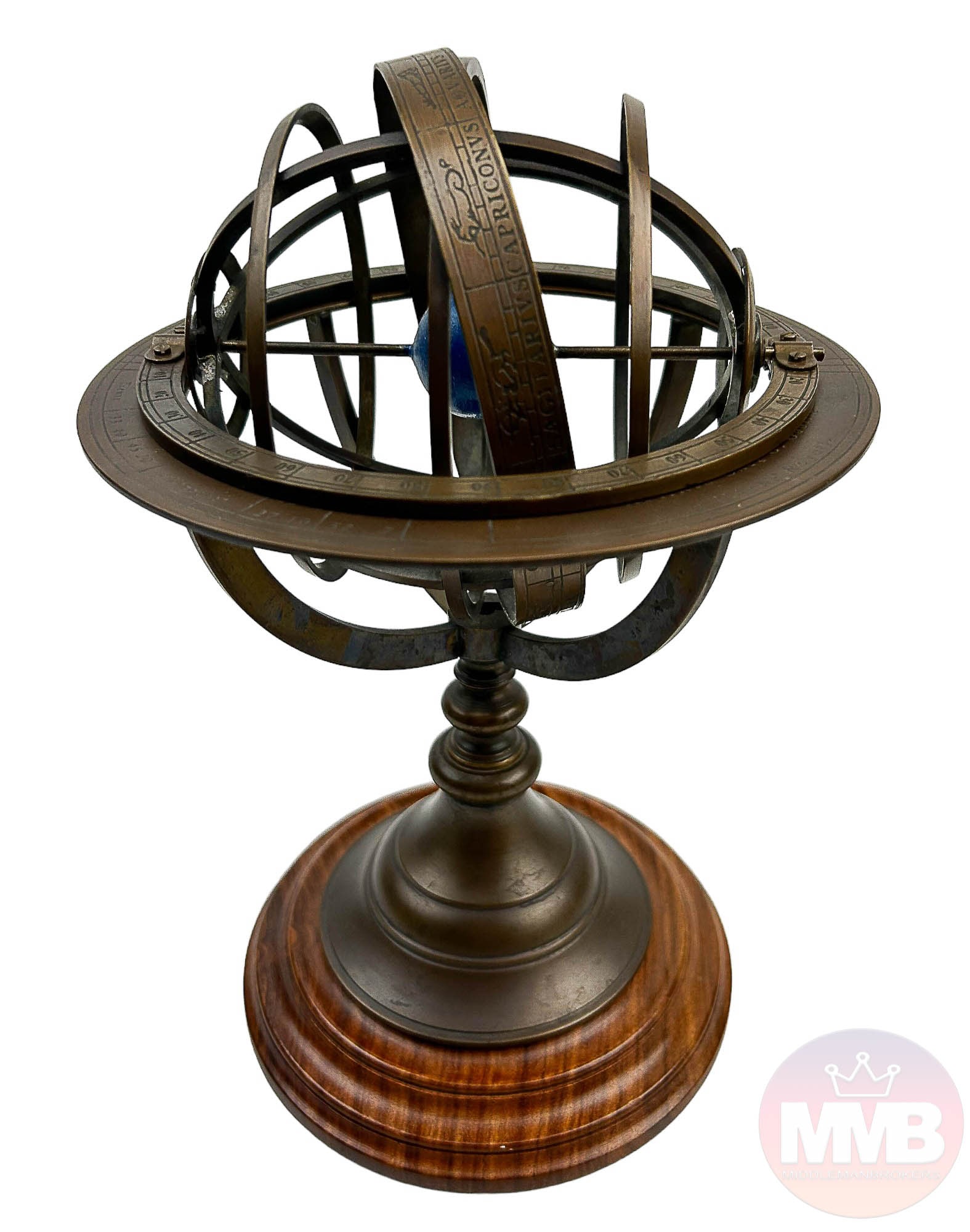 Paris Chez Gobille Brass Wood Armillary Orb Sphere (1 of 6)