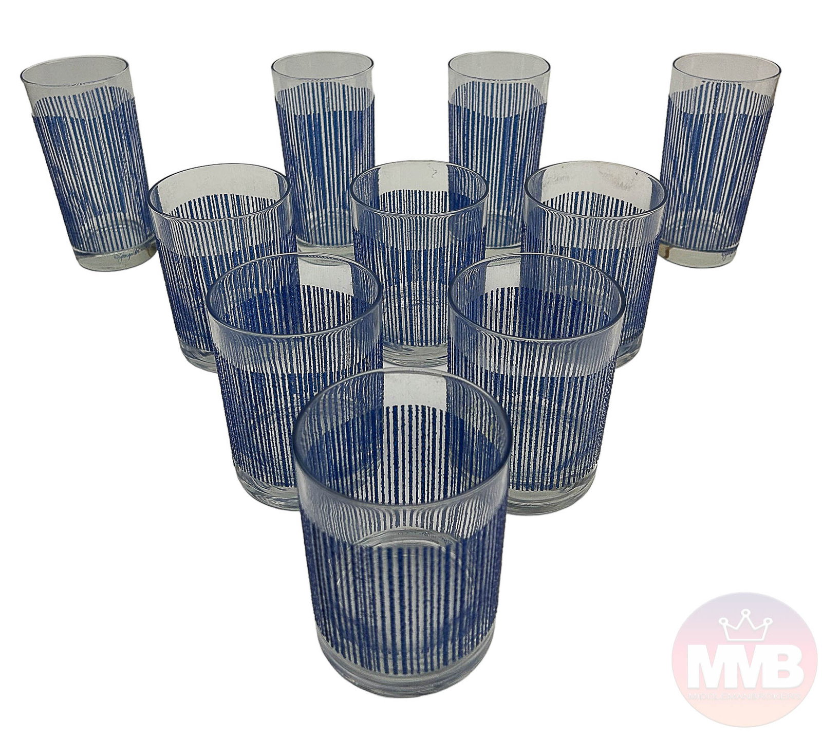 Georges Briard Icicle Blue Bar Barware Glass LOT (1 of 5)