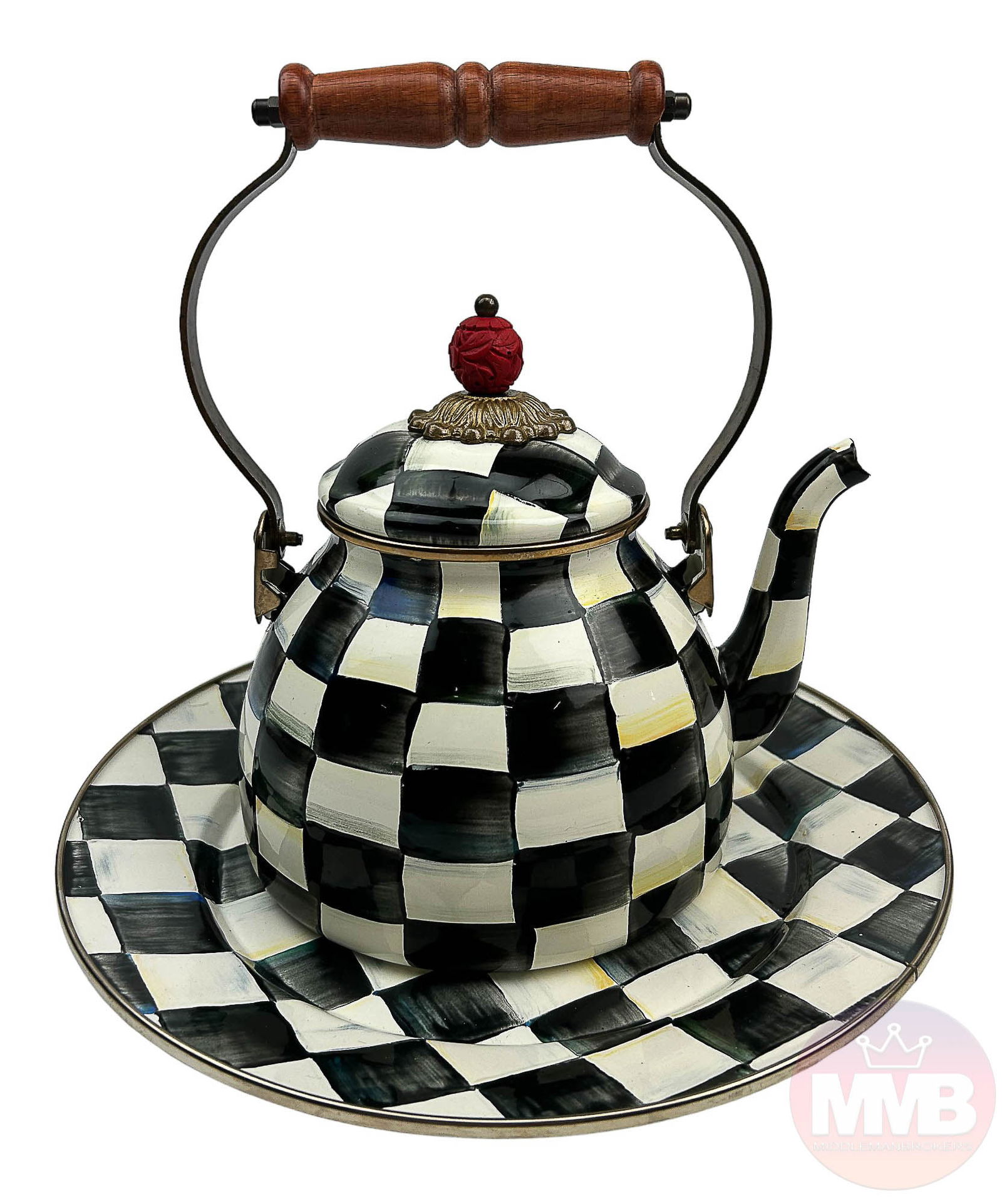 Mackenzie Childs Courtly Check Teapot Charger 2pc (1 of 6)