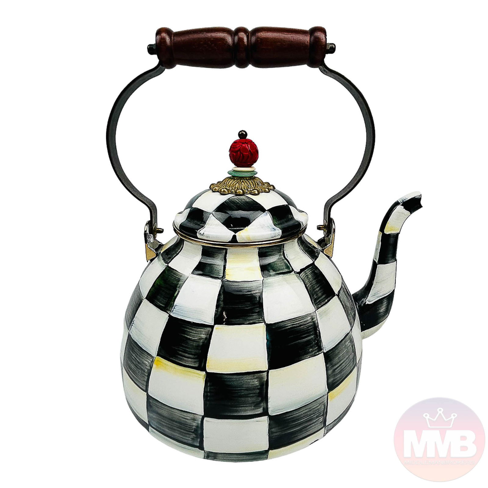 MacKenzie Childs Courtly Check Enamel Teapot w Lid (1 of 6)