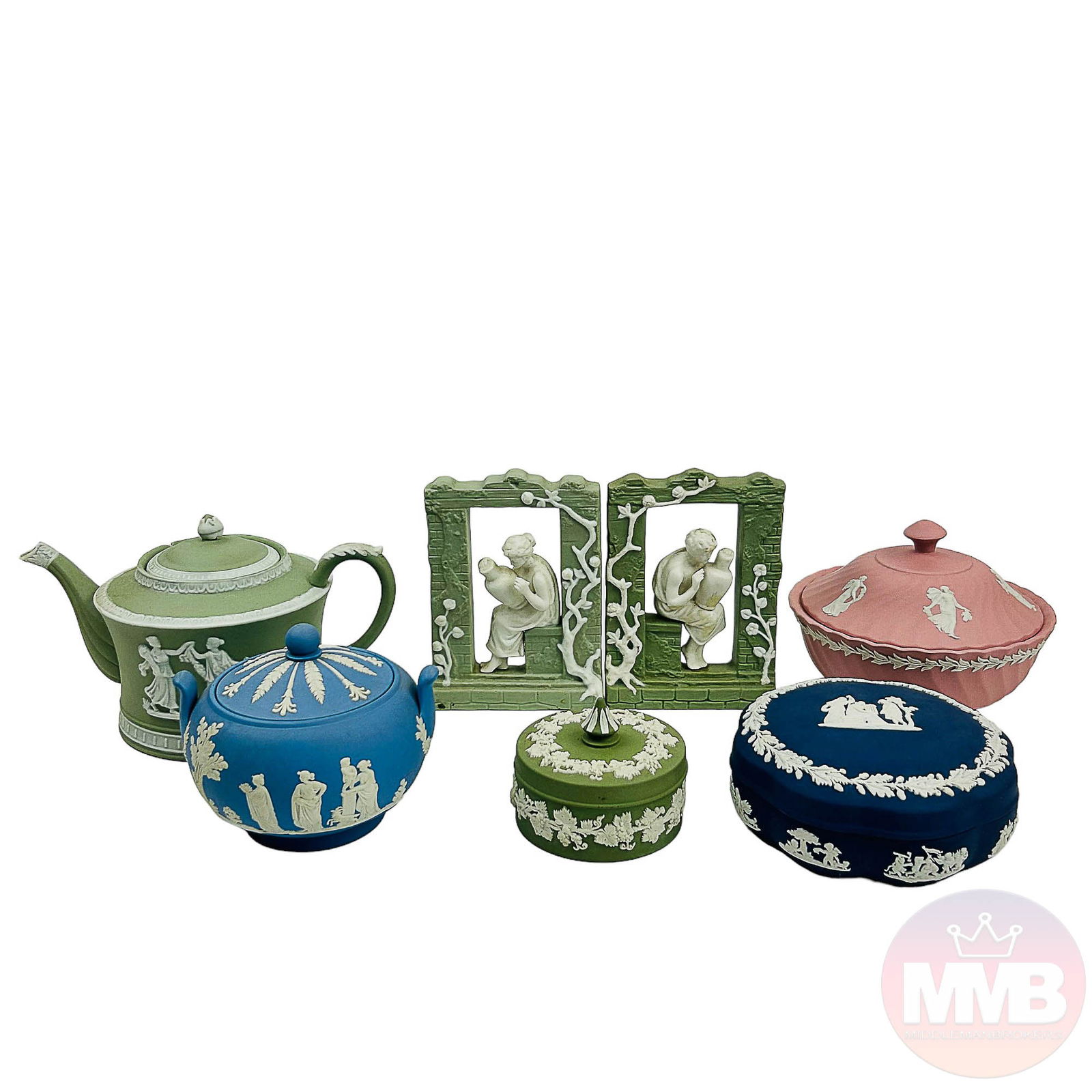 Wedgwood Parian ware Teapot Jewelry Box Plaque LOT (1 of 20)