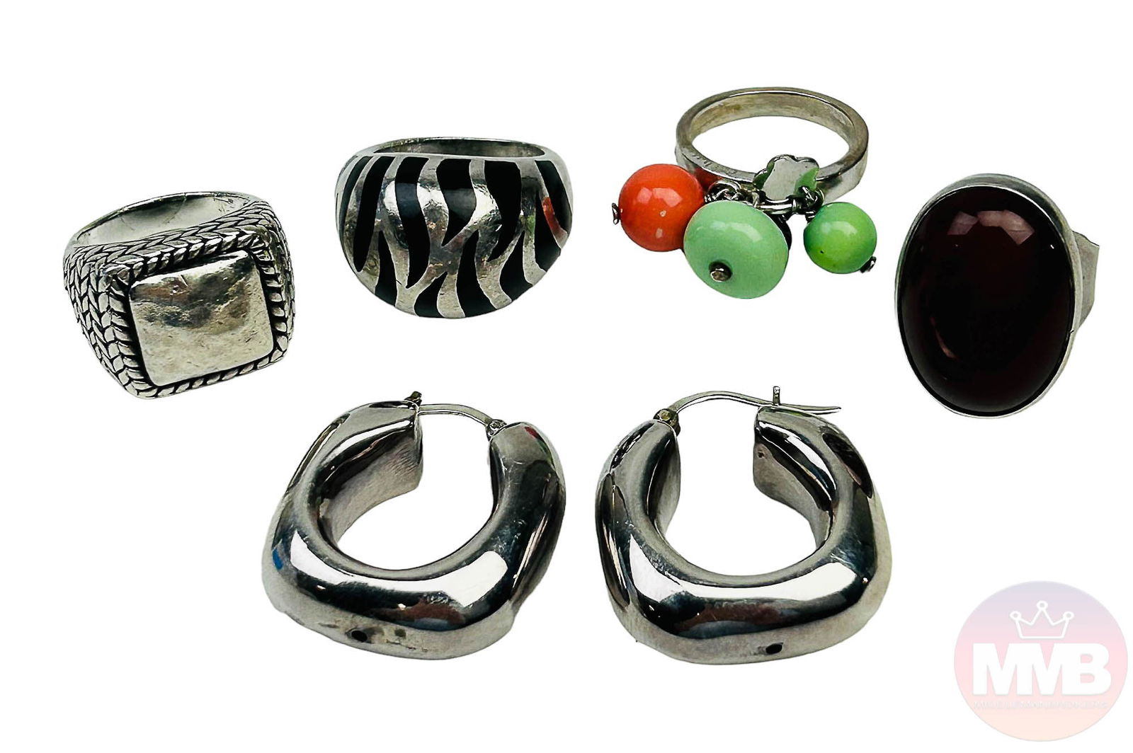 Sterling Silver 925 Ring Earring Pr 5pc ESTATE LOT (1 of 7)