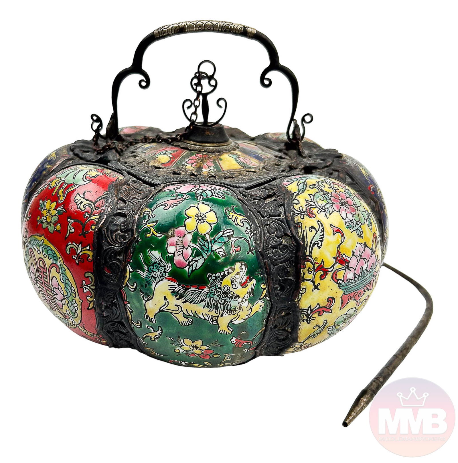 Chinese Metal Porcelain Pumpkin Opium Smoking Pipe (1 of 10)