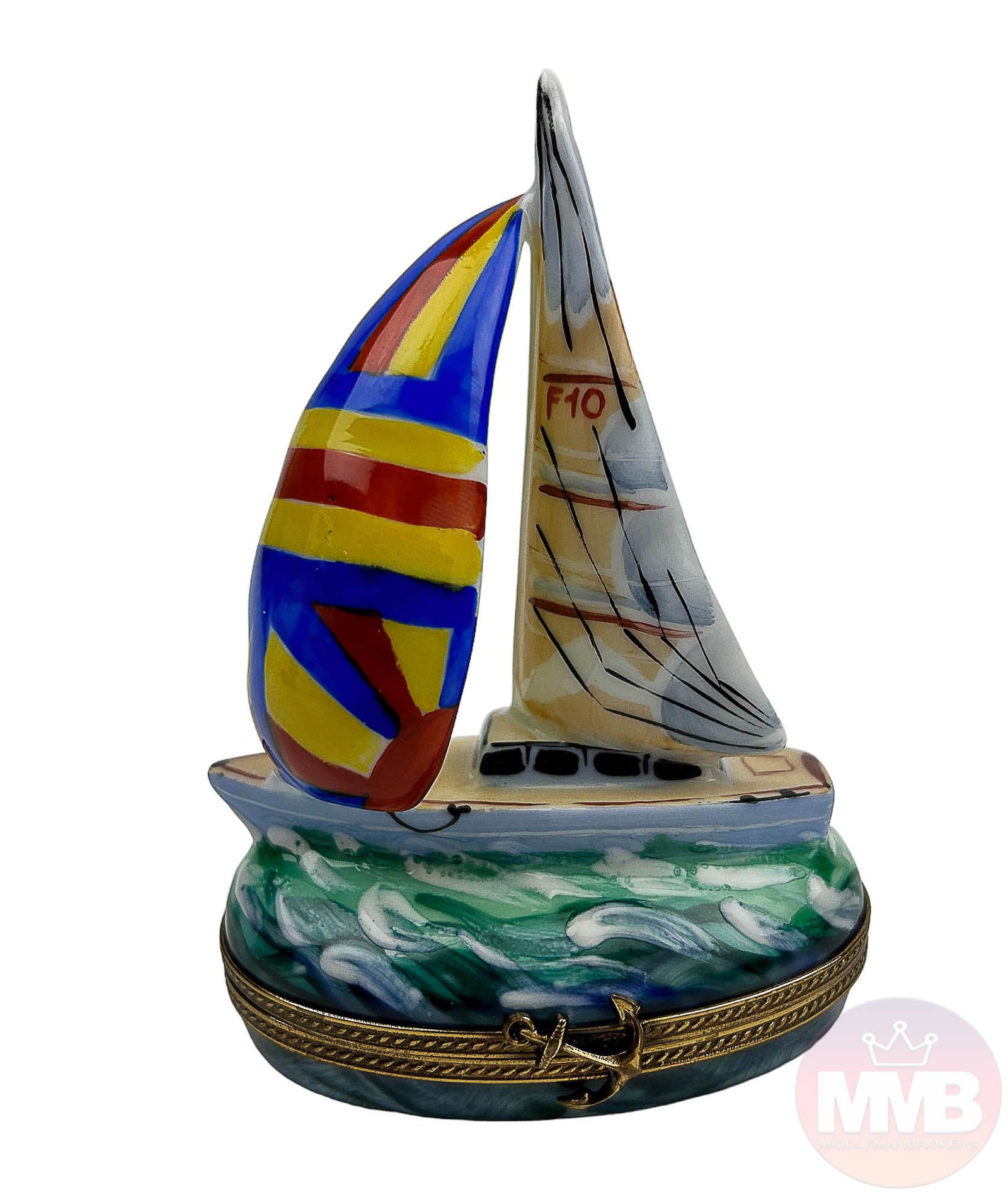 Limoges French Porcelain Sailboat Boat Trinket Box (1 of 6)