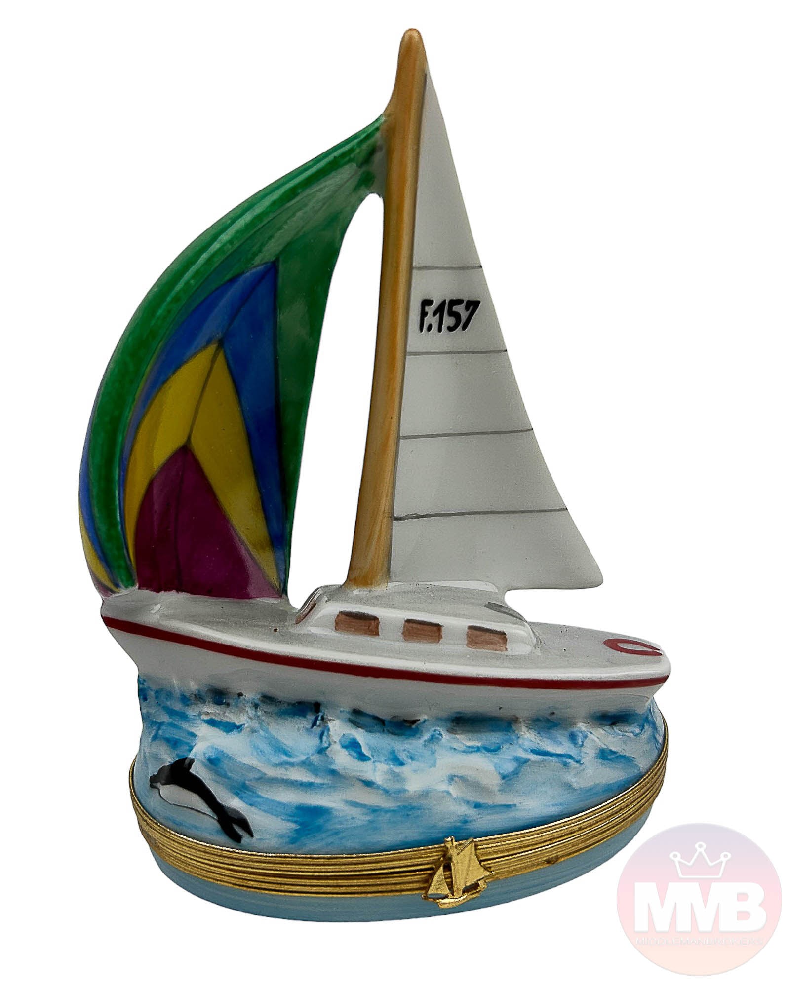 Tiffany Limoges Porcelain Sail Boat Jewelry Box (1 of 6)
