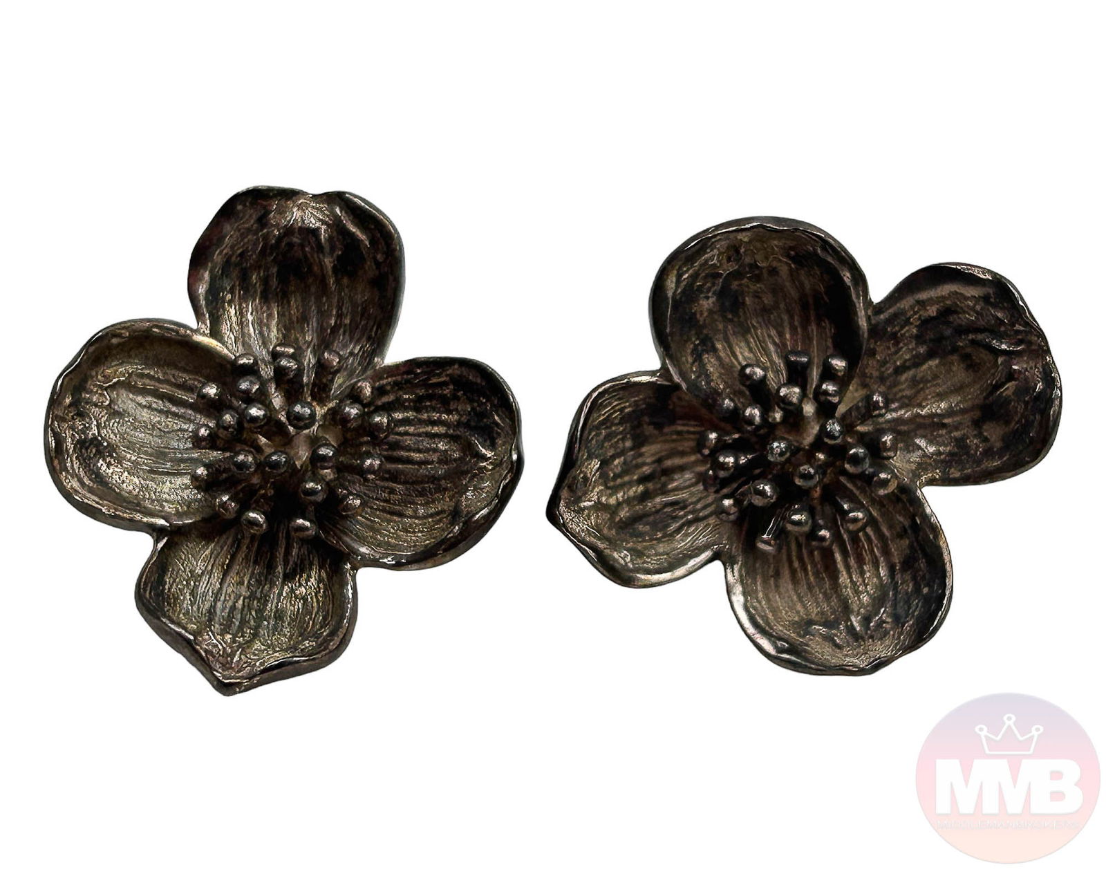 Tiffany Co Sterling Silver 925 Dogwood Earrings PR (1 of 3)