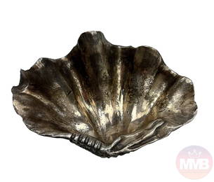 Silvered Bronze Tridacna Clam Sea Shell Sculpture